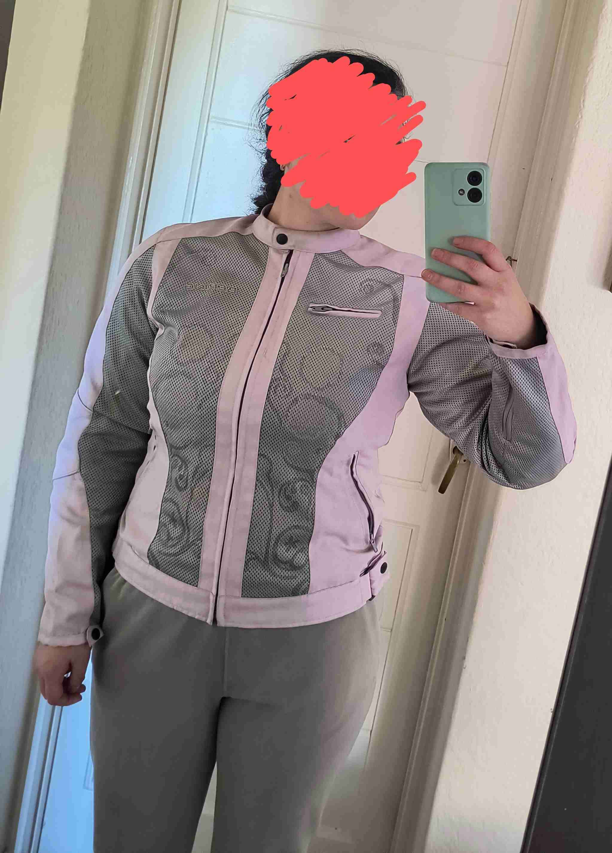Chaqueta de moto rosa y gris - miniatura 4