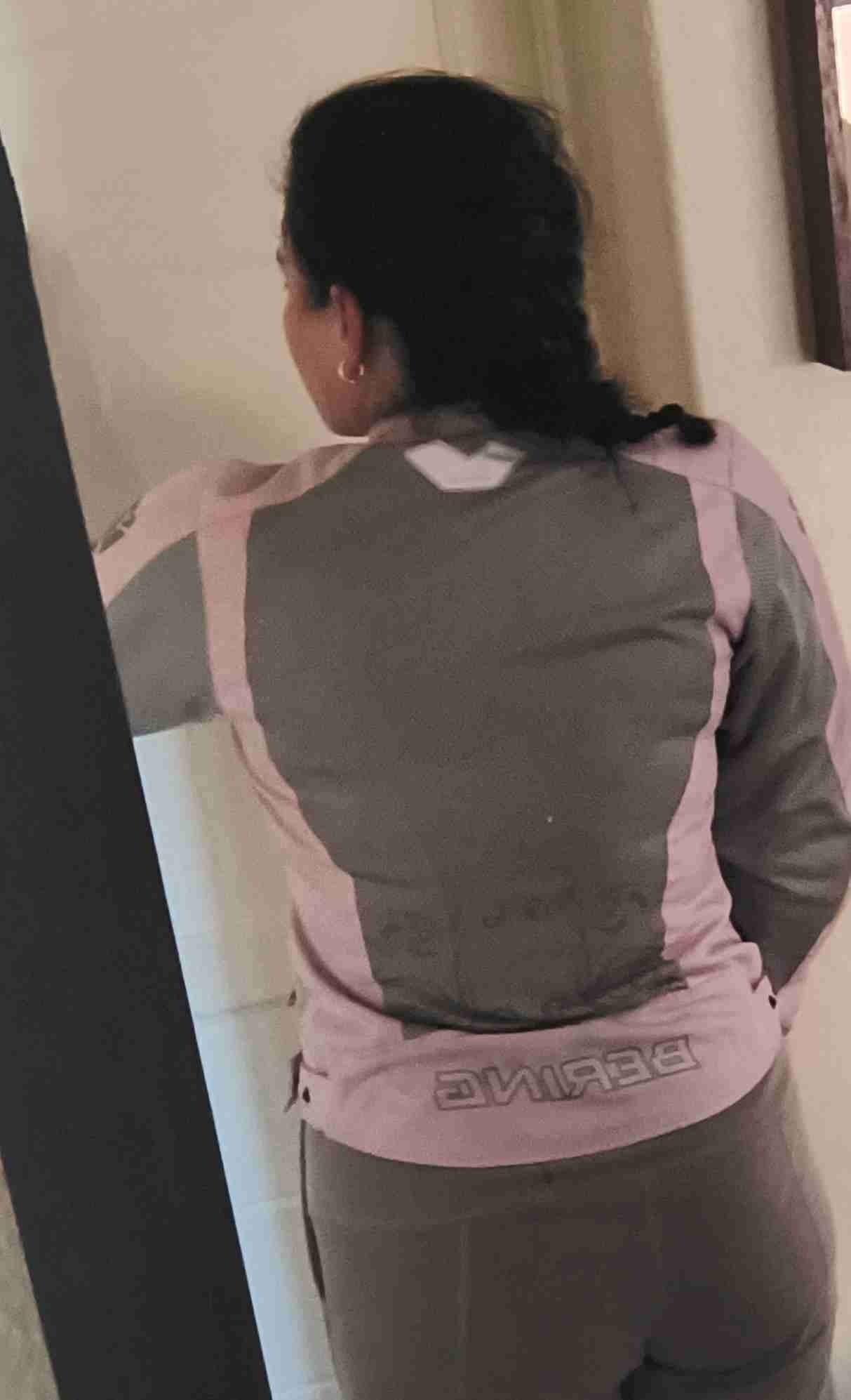 Chaqueta de moto rosa y gris - miniatura 5