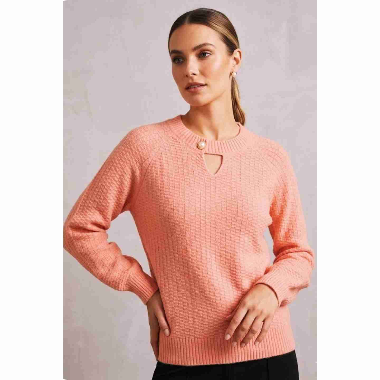 Suéter de punto rosado nuevo - 1