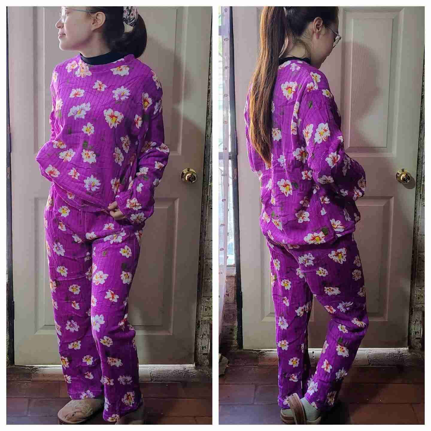 Pijama morado con flores - miniatura 1