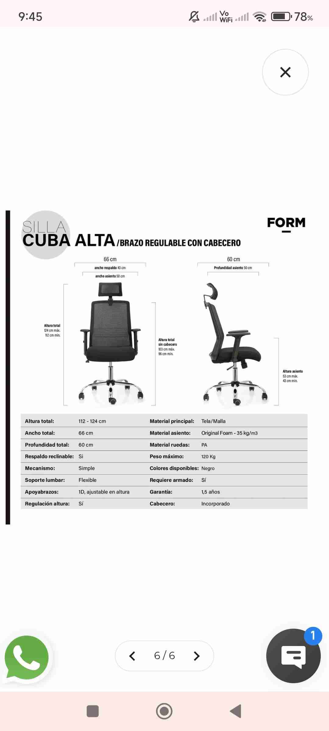 Silla de oficina ergonómica - miniatura 4