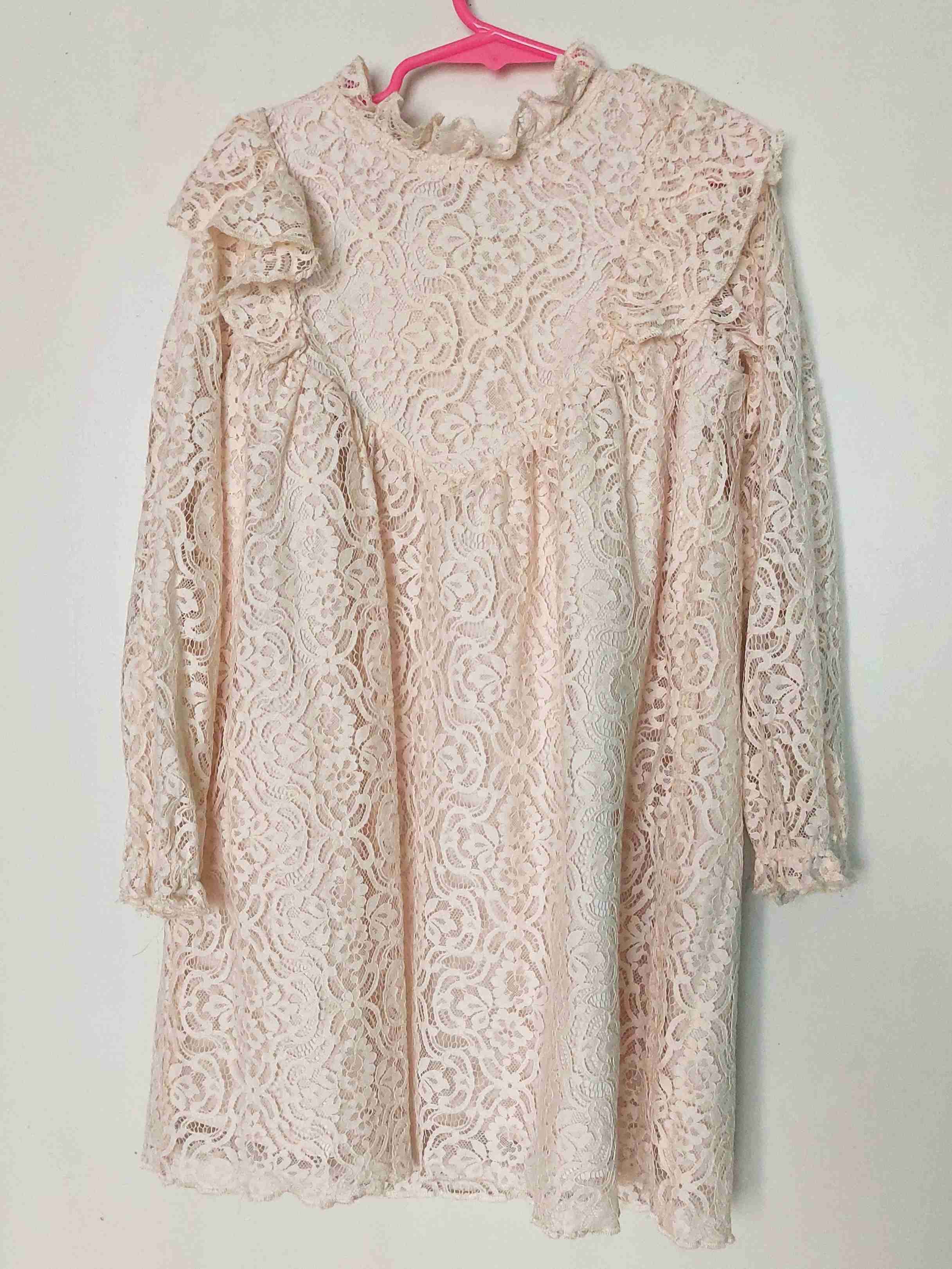 Vestido niña encaje con abrigo peludo - 2