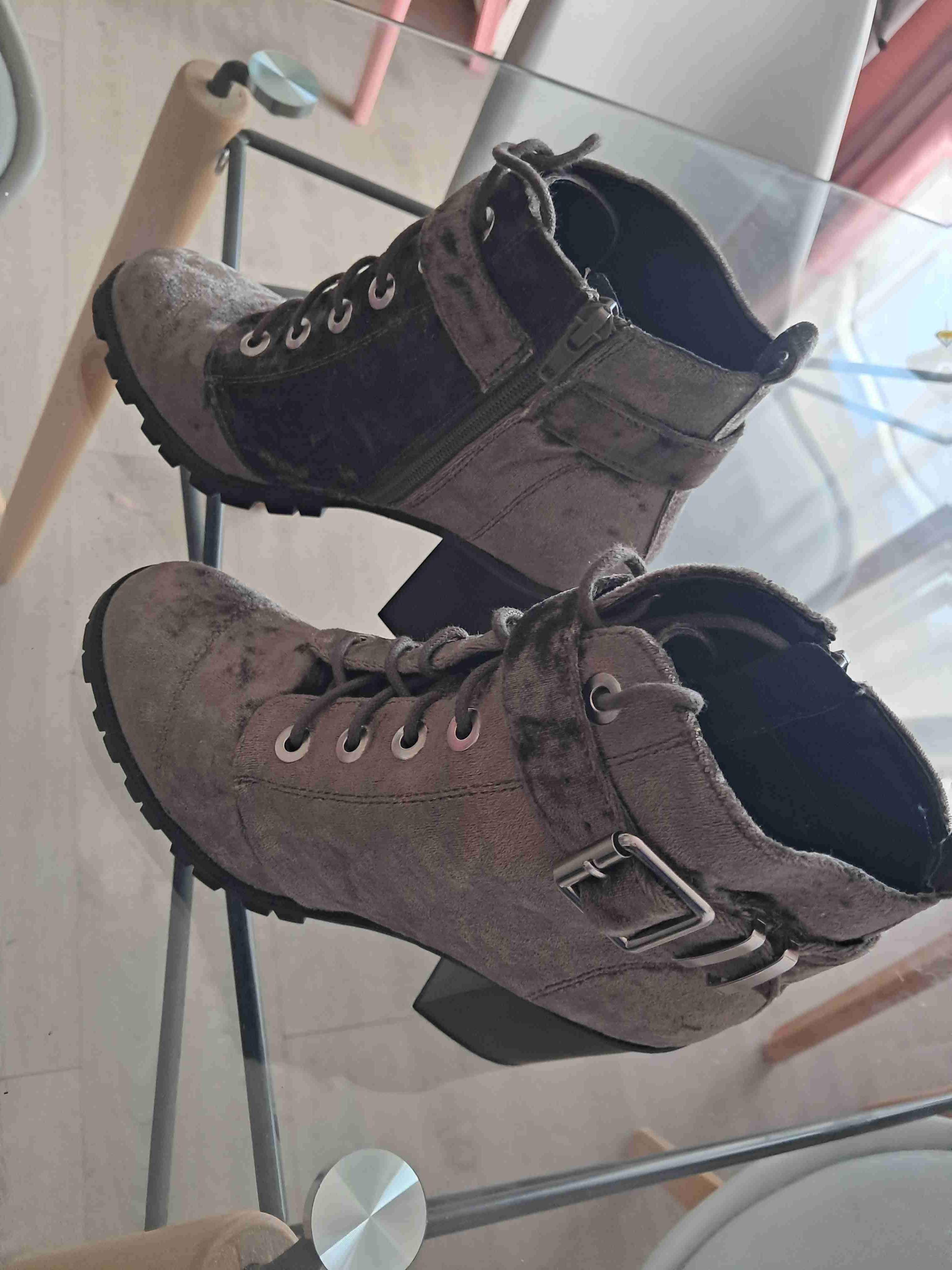 Botines de terciopelo con tacón - miniatura 2