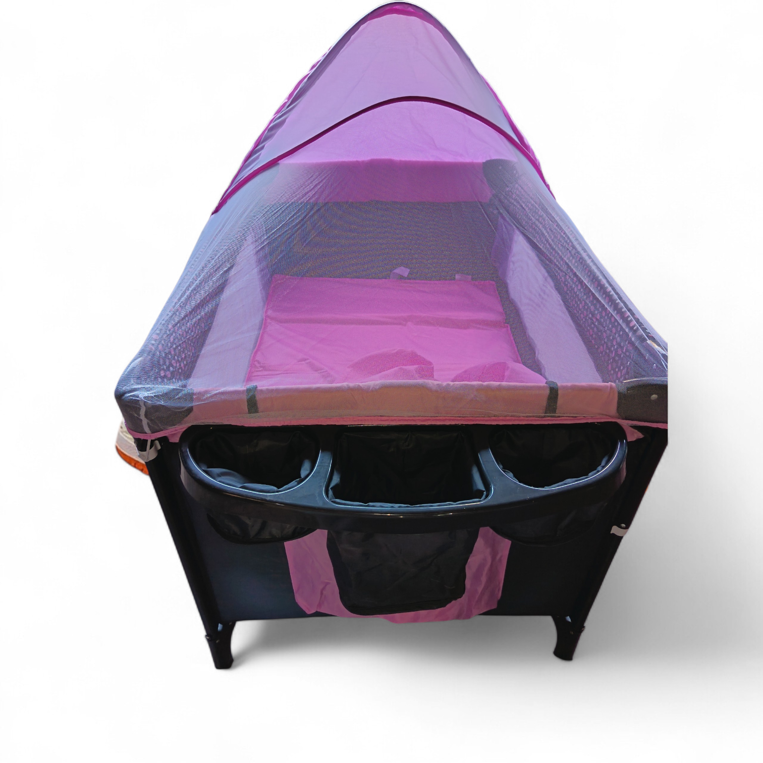 Cuna de viaje rosada con mosquitero - miniatura 1