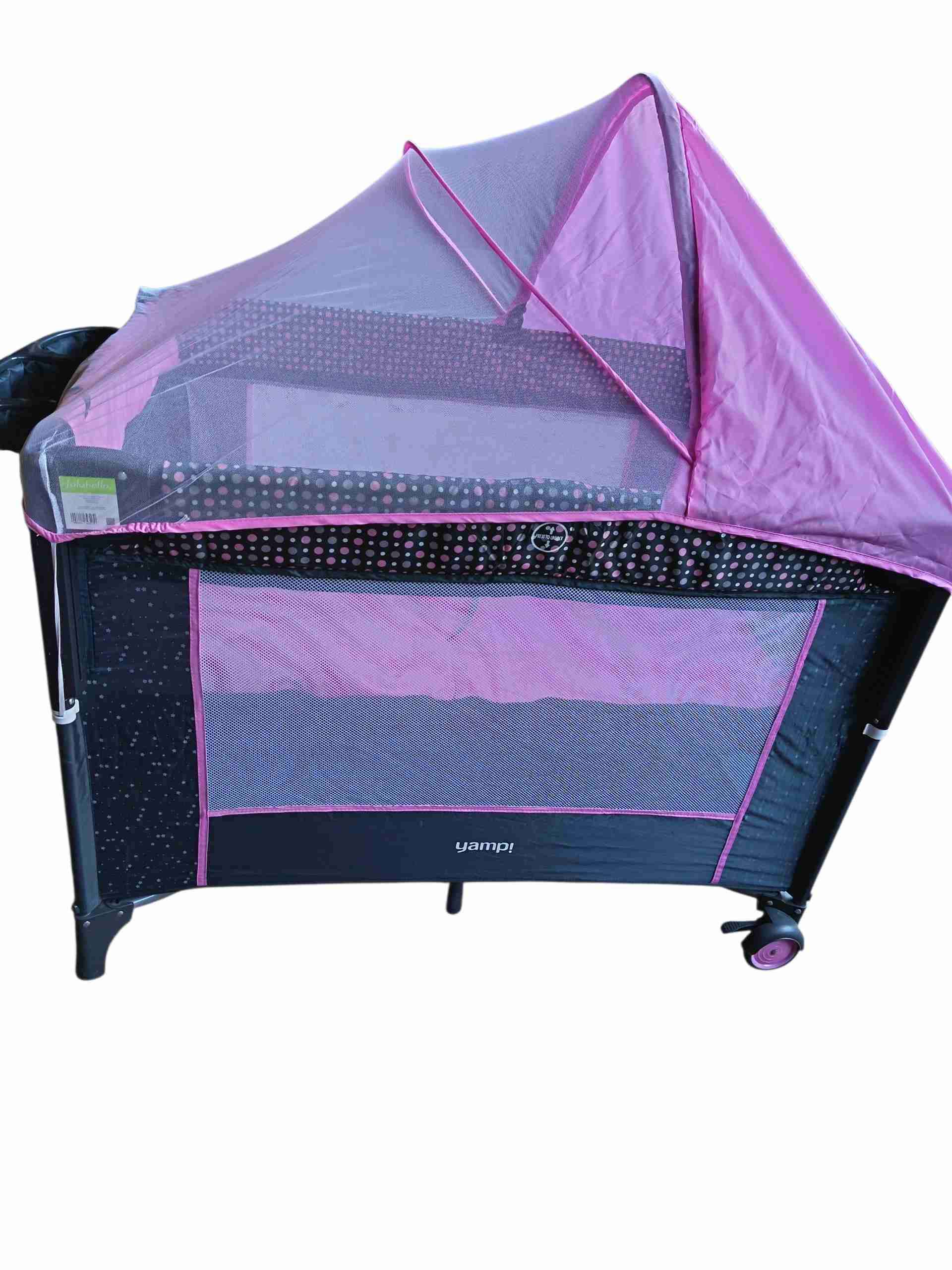 Cuna de viaje rosada con mosquitero - miniatura 2
