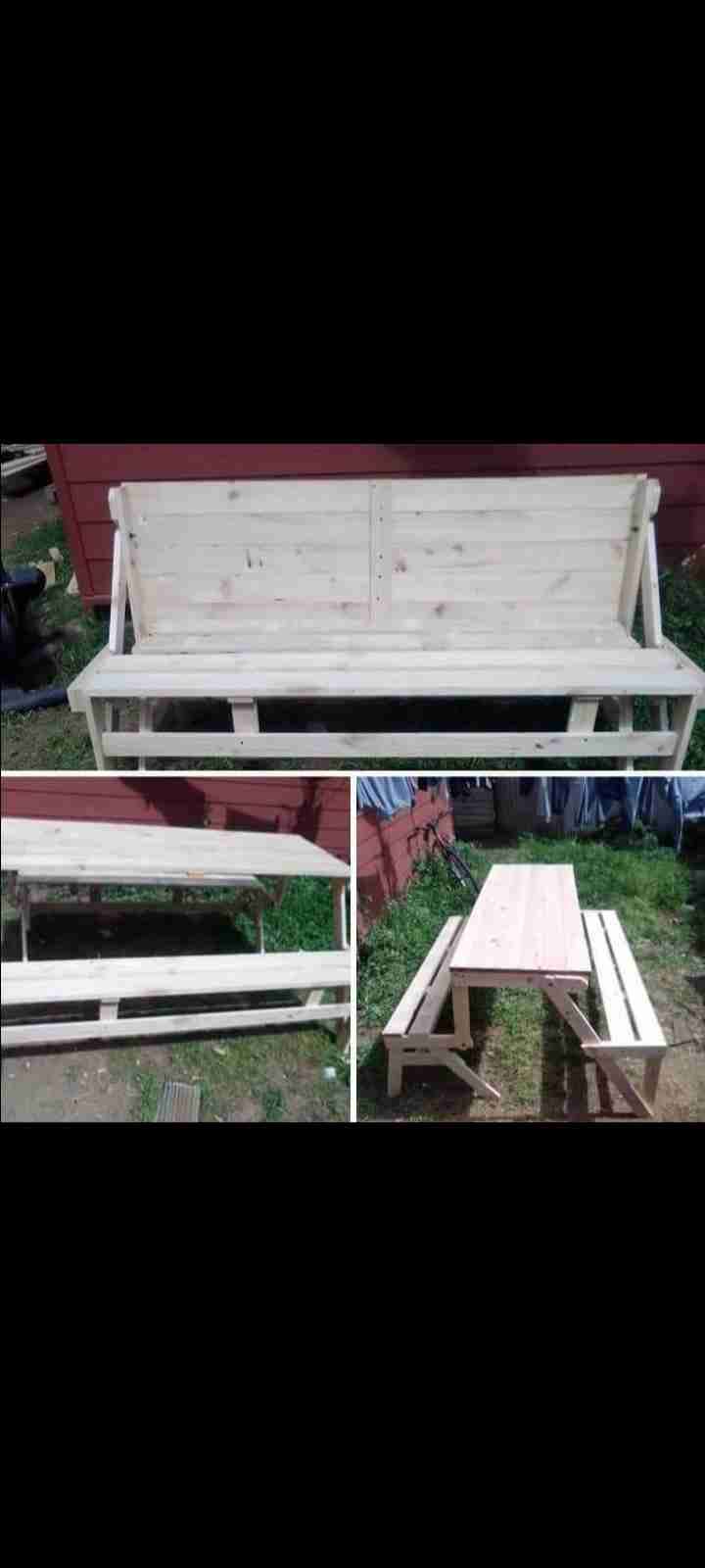 banca mesa plegable de madera - miniatura 1