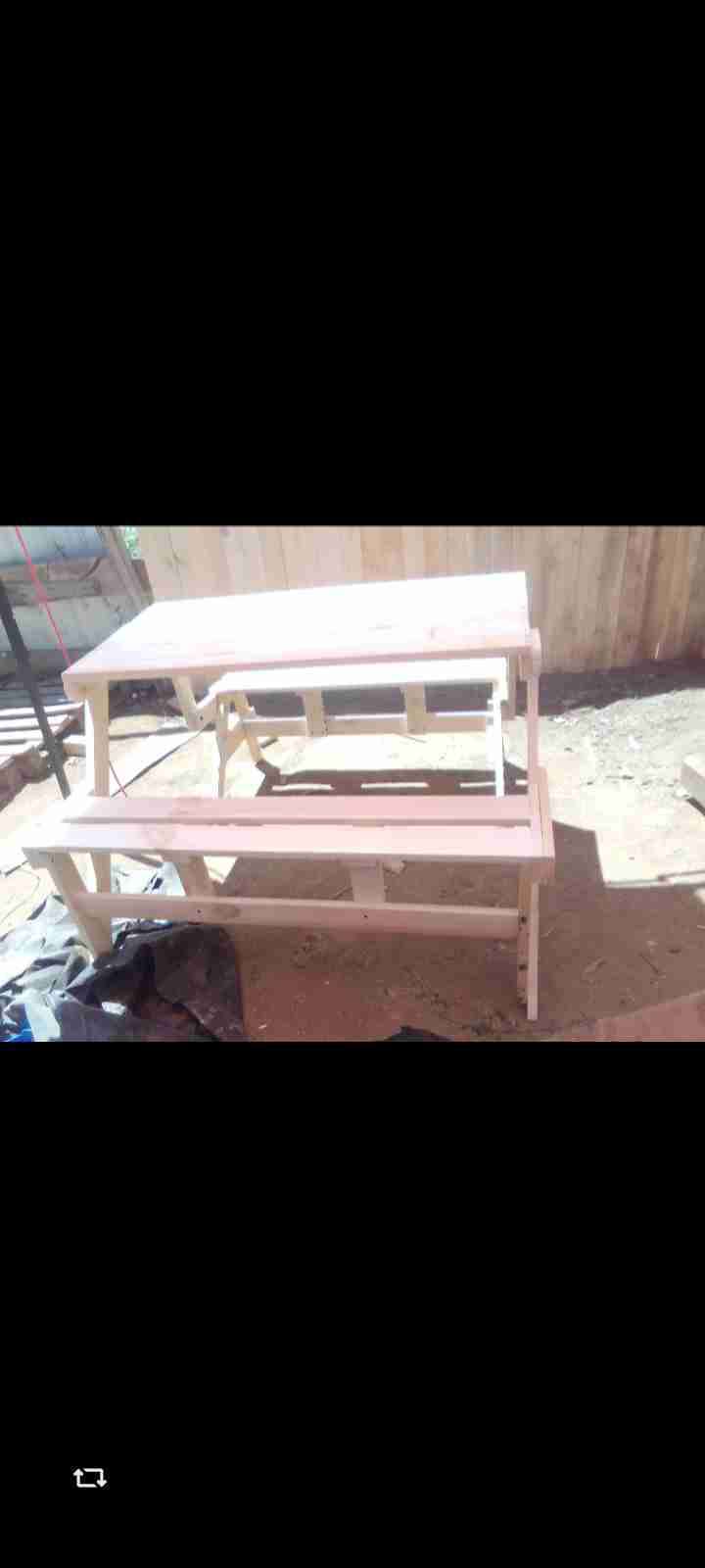 banca mesa plegable de madera - miniatura 2