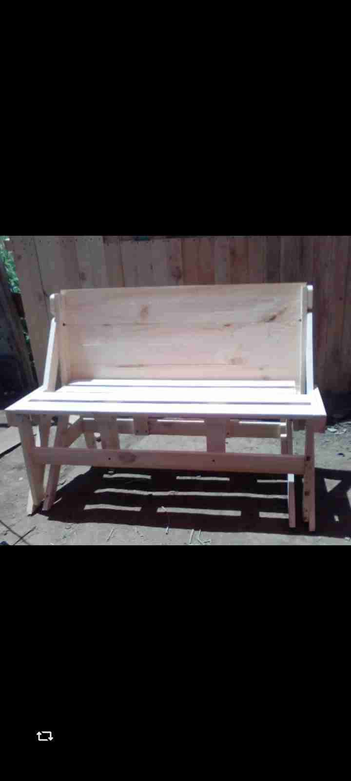 banca mesa plegable de madera - miniatura 3