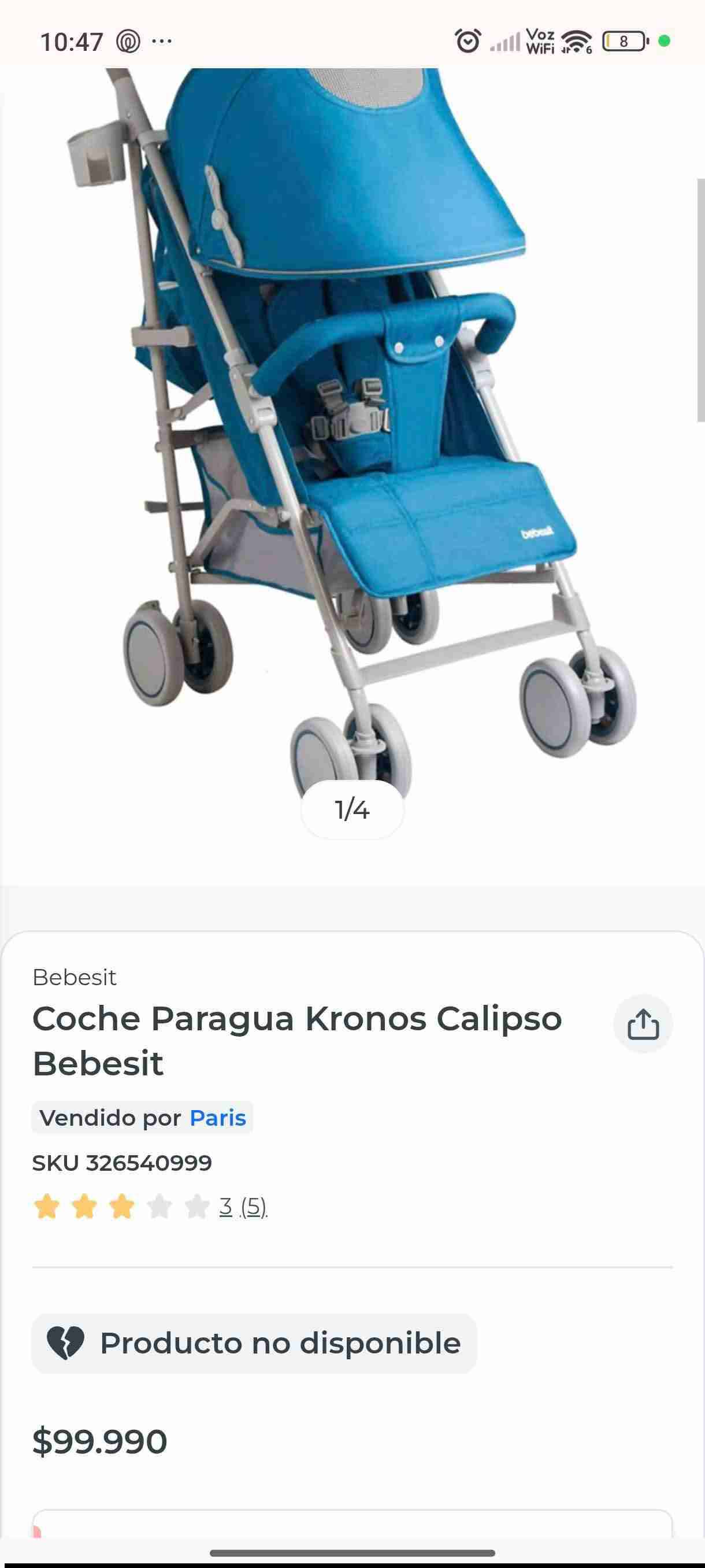 Coche para bebé azul Bebesit - miniatura 5