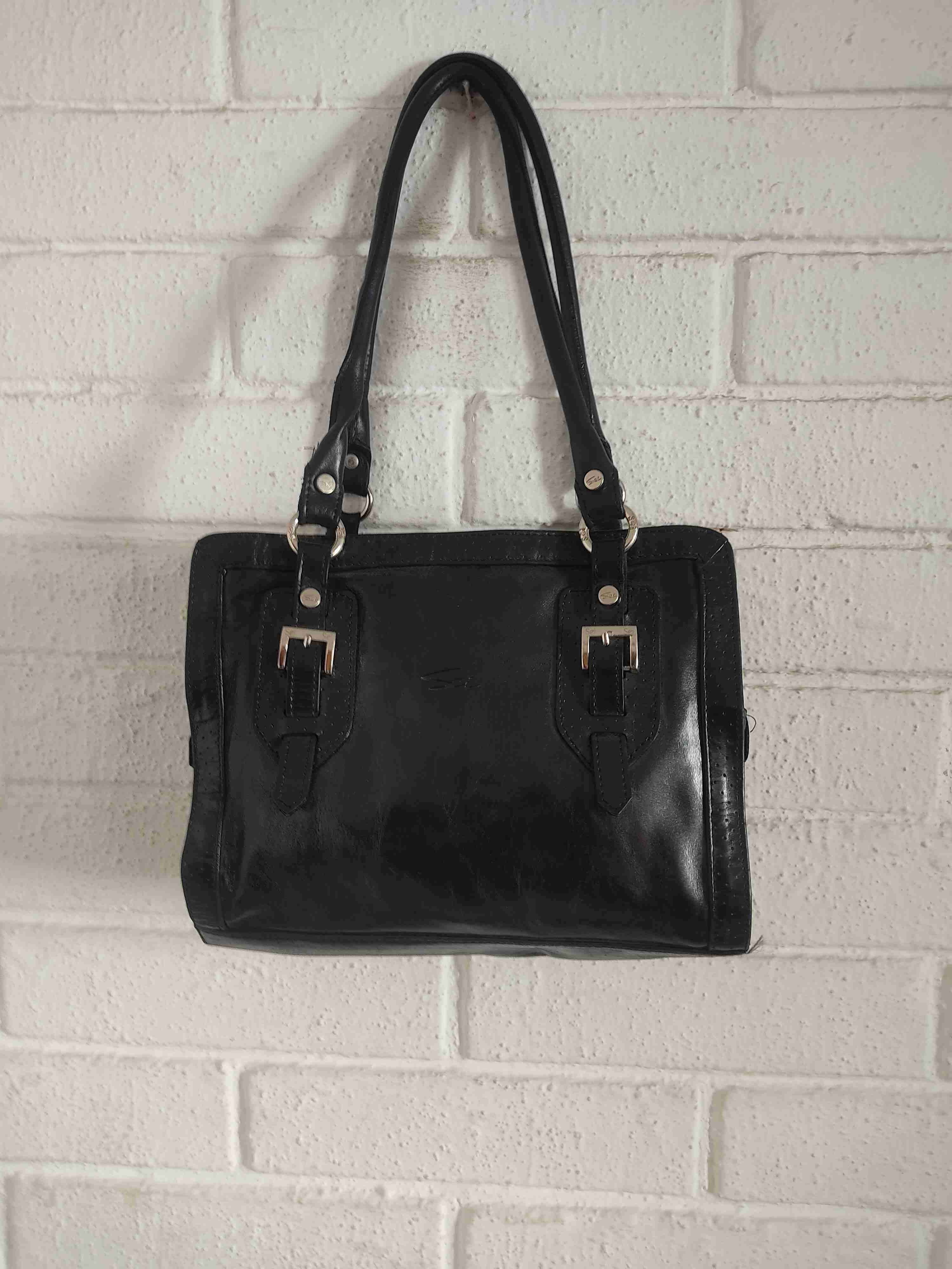 Cartera negra de cuero - miniatura 1