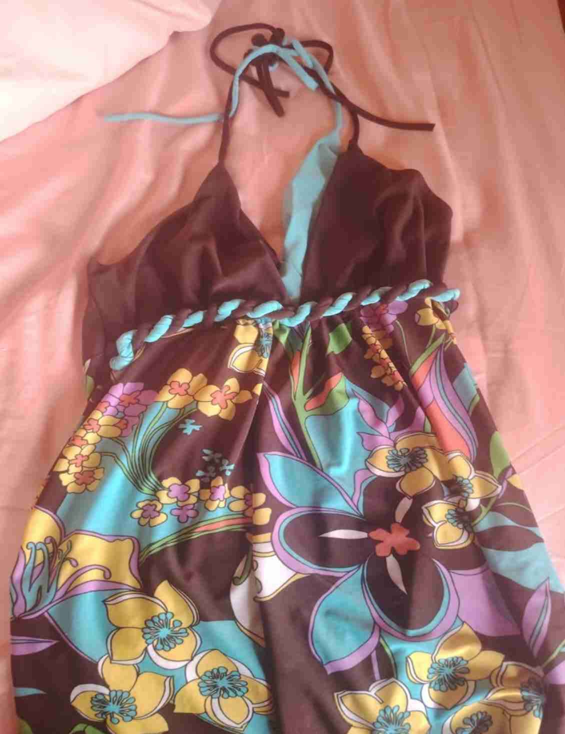 Vestido halter floral multicolor - miniatura 1