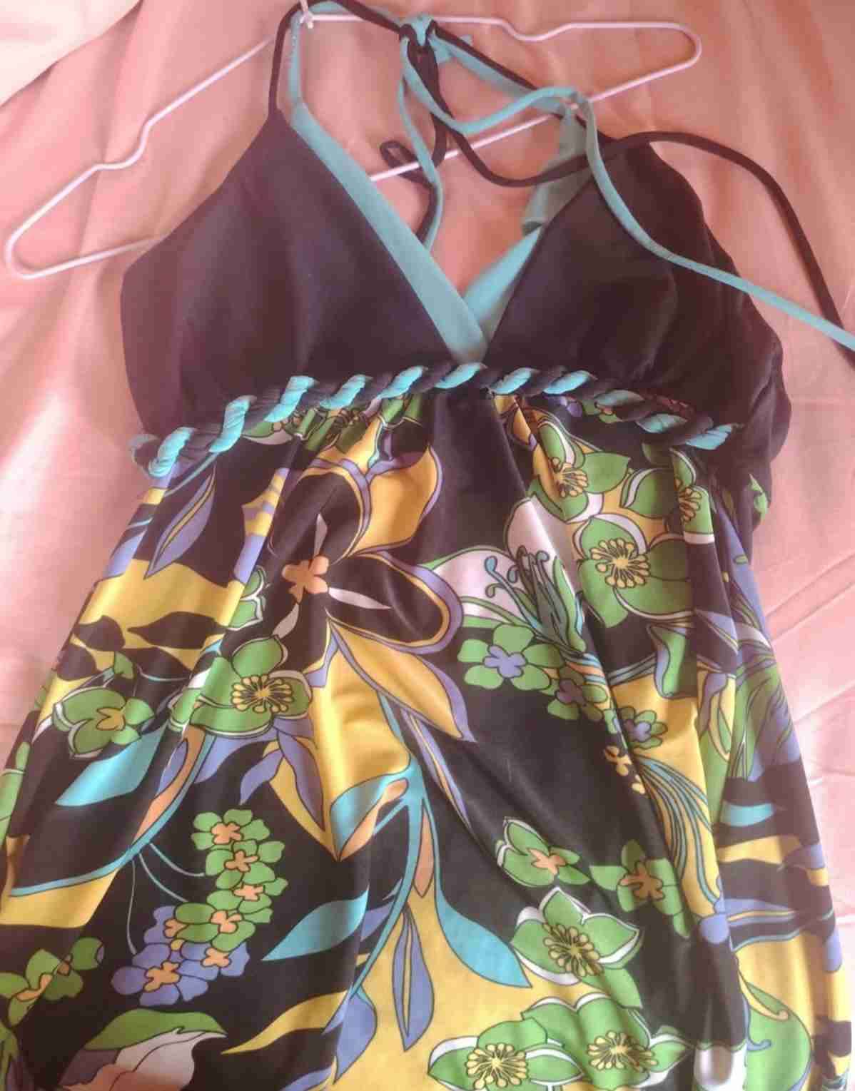 Vestido halter floral multicolor - miniatura 2