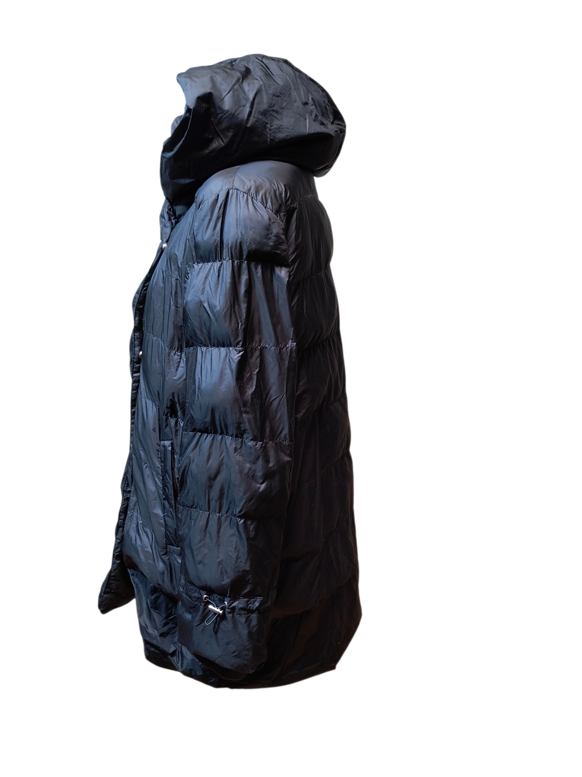 Abrigo negro acolchado con capucha - miniatura 2