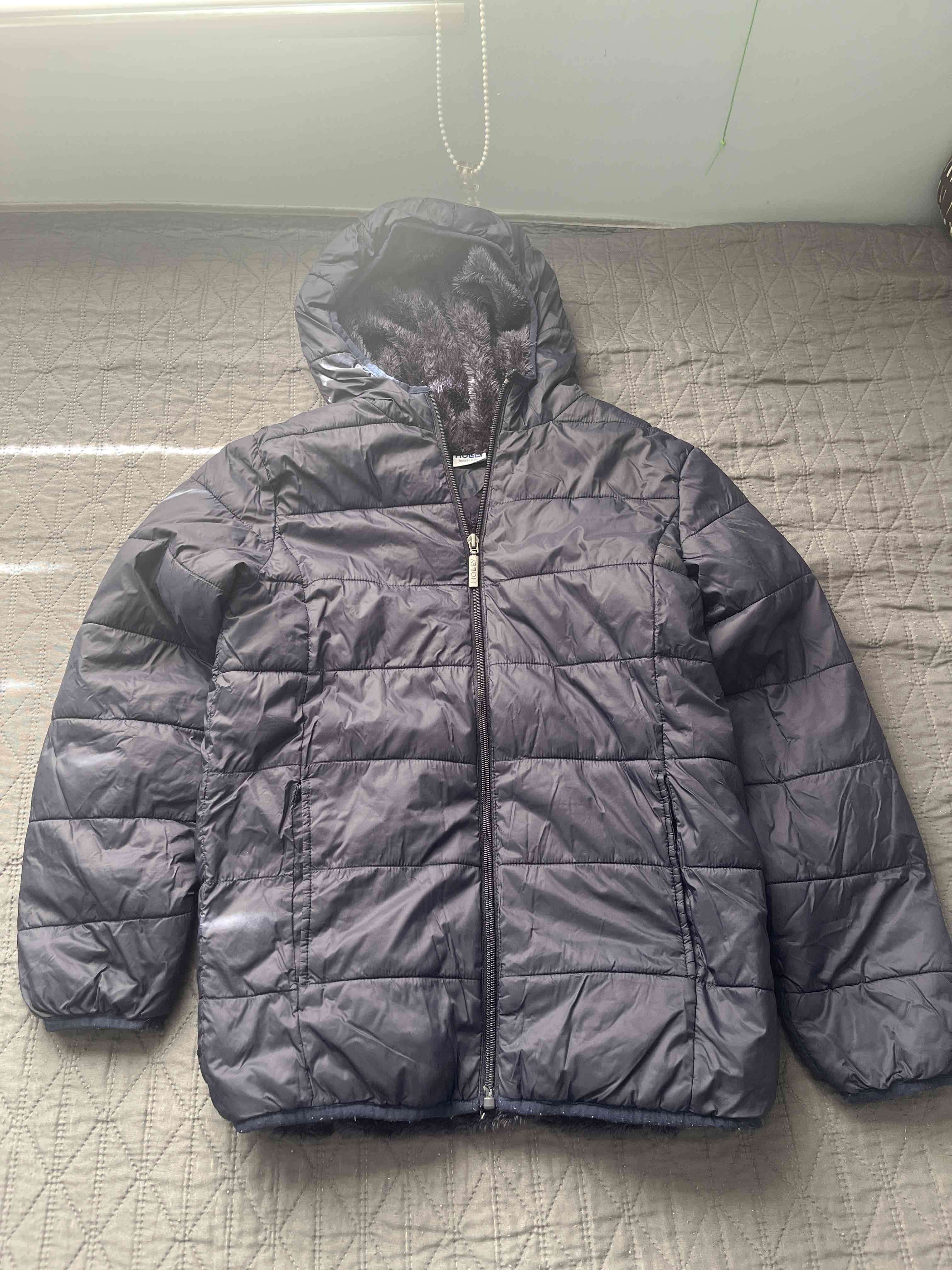 Chaqueta acolchada azul  con capucha - miniatura 1