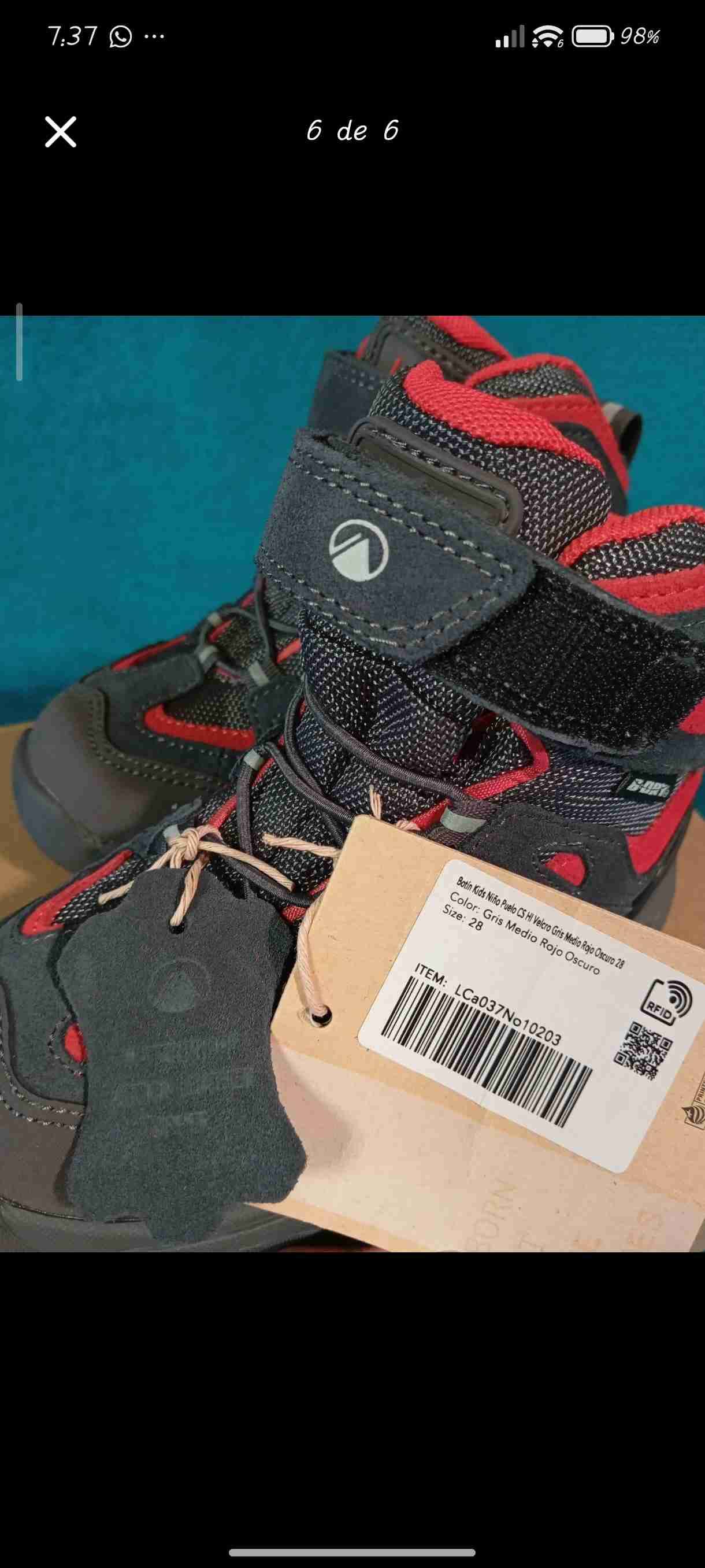 Botas de niño gris y rojo - miniatura 1