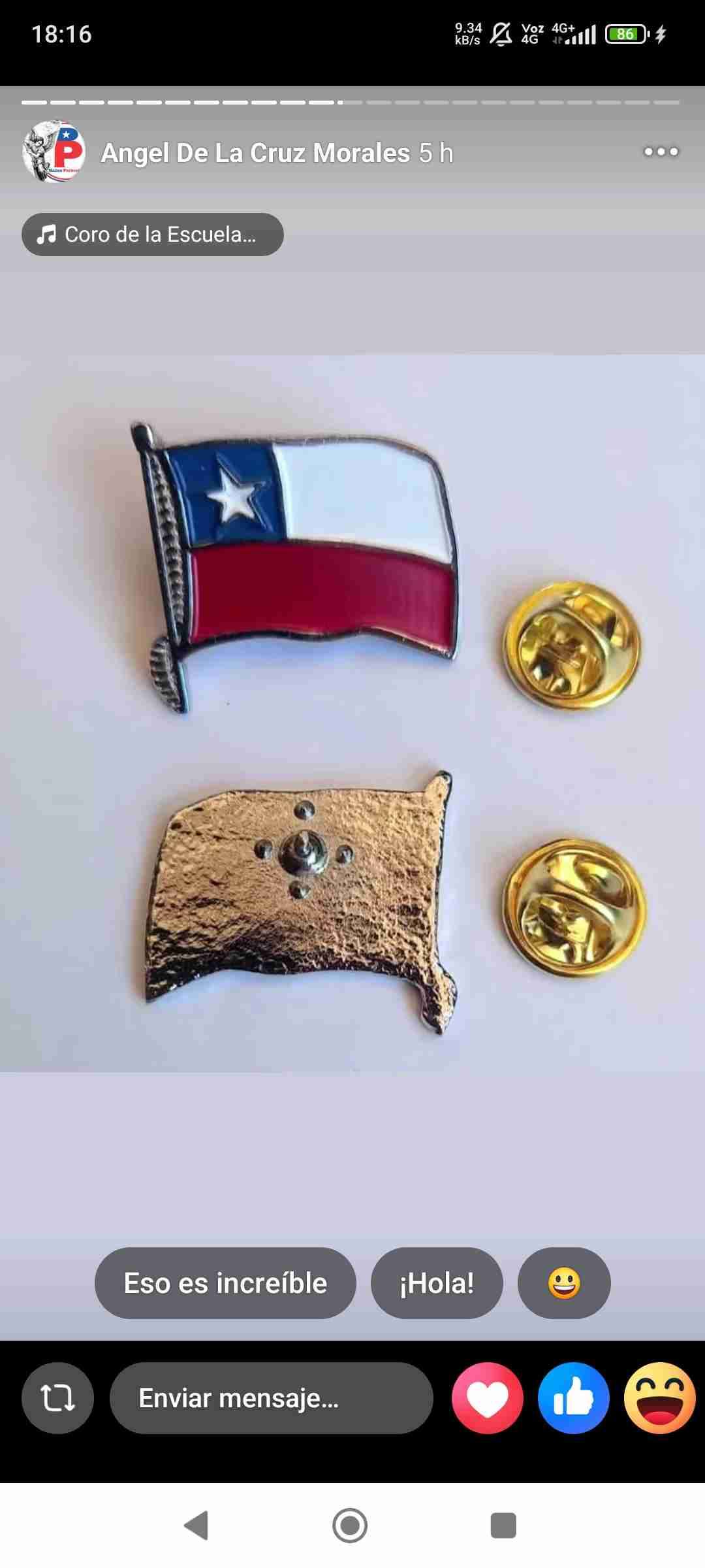 Pin bandera de Chile metálico