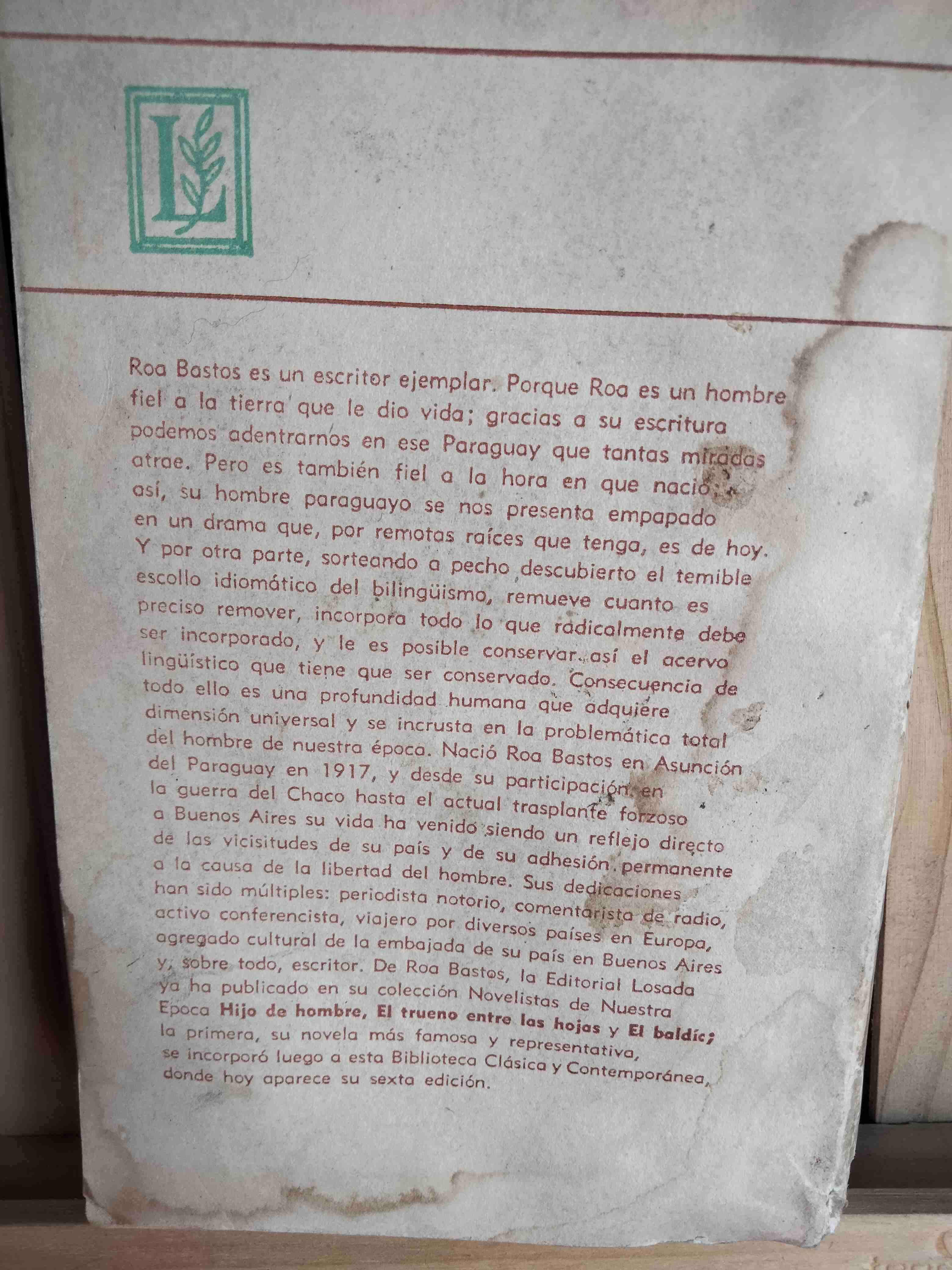 Libro 'Hijo de hombre' Augusto Roa Bastos - miniatura 2