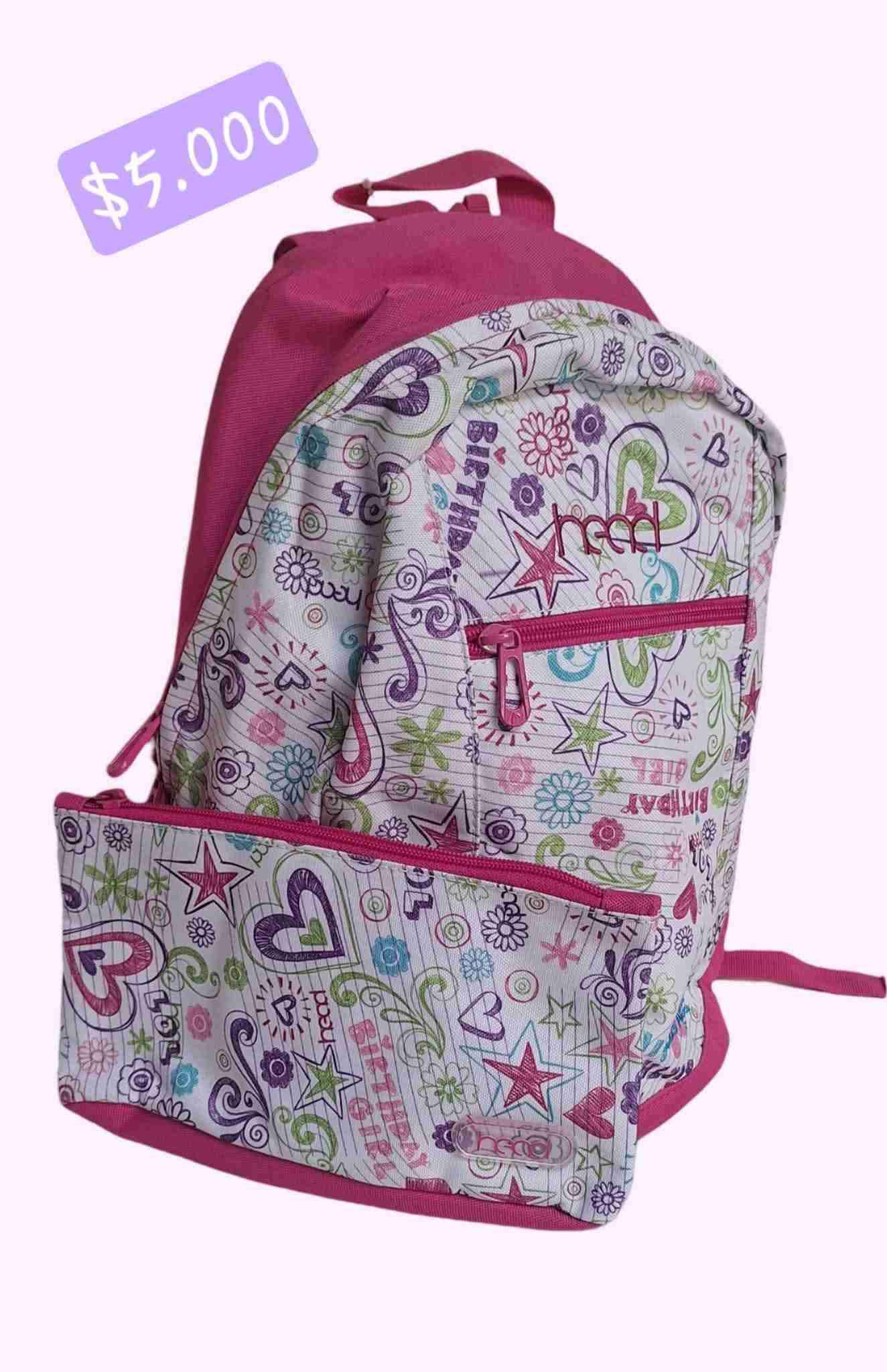 Mochila rosa con diseño colorido