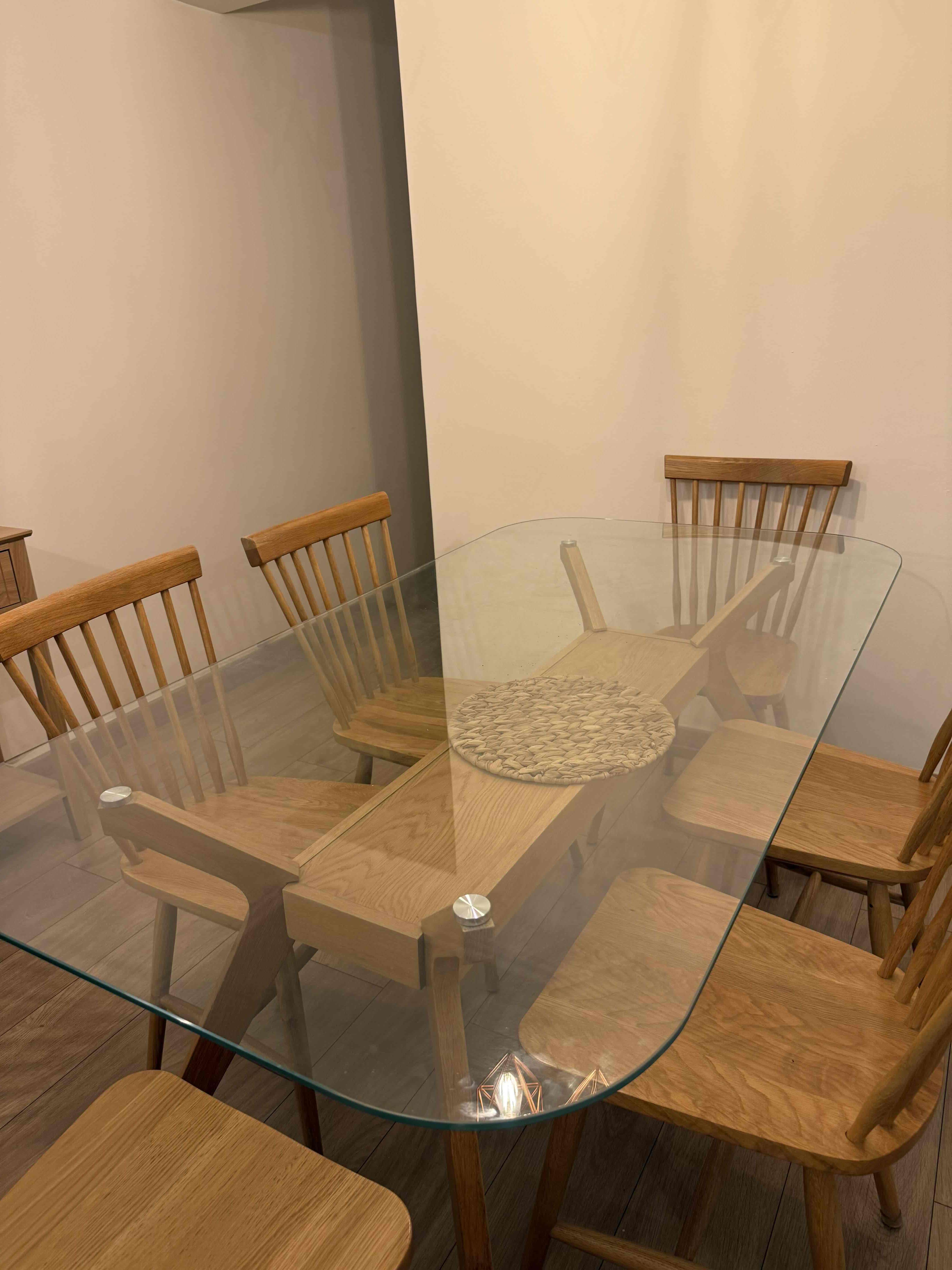 Mesa de comedor 6 personas madera y vidrio - miniatura 4