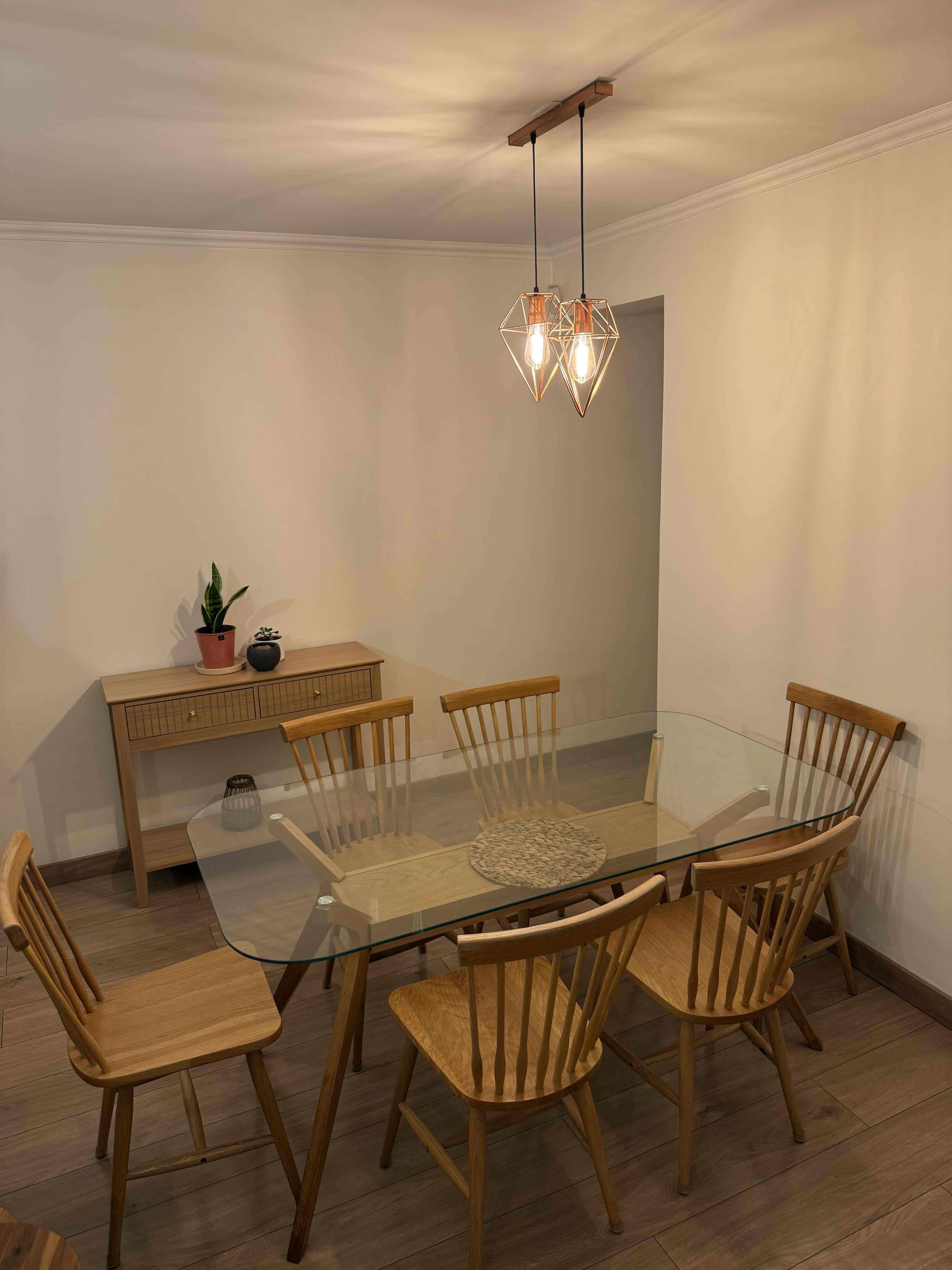 Mesa de comedor 6 personas madera y vidrio - miniatura 5