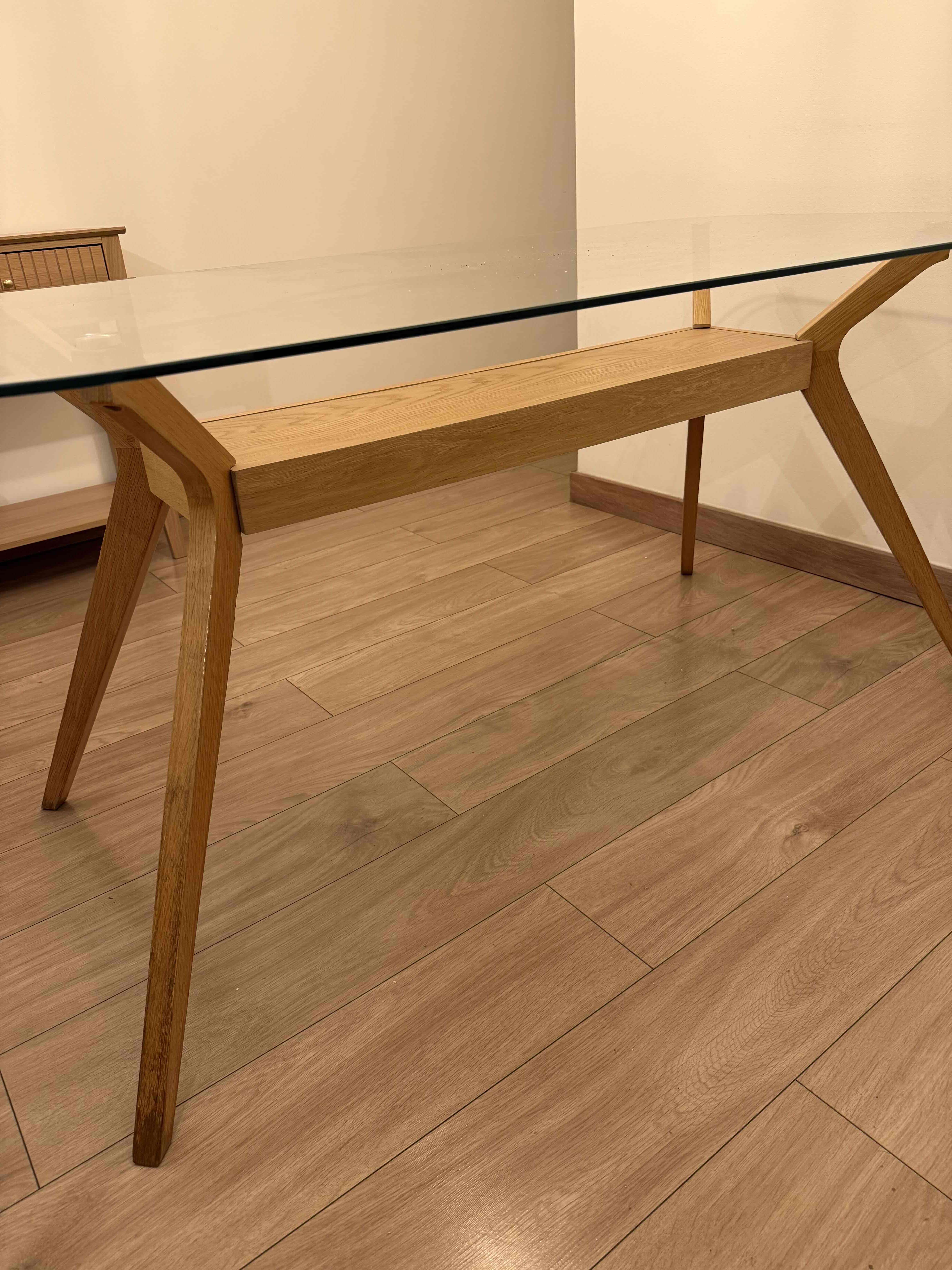 Mesa de comedor 6 personas madera y vidrio - miniatura 6