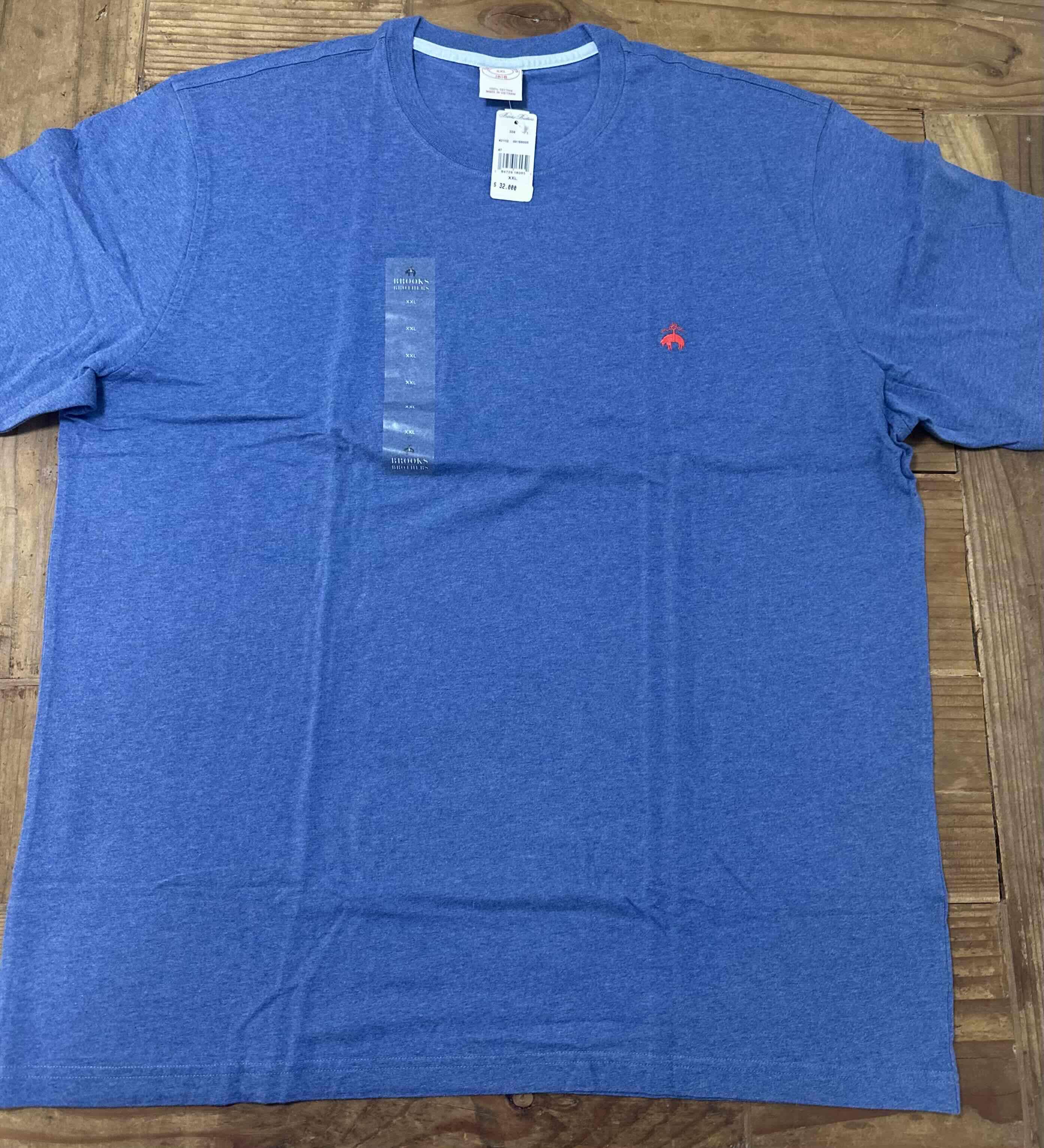 Polera azul con logo rojo brooks and brothers - miniatura 1