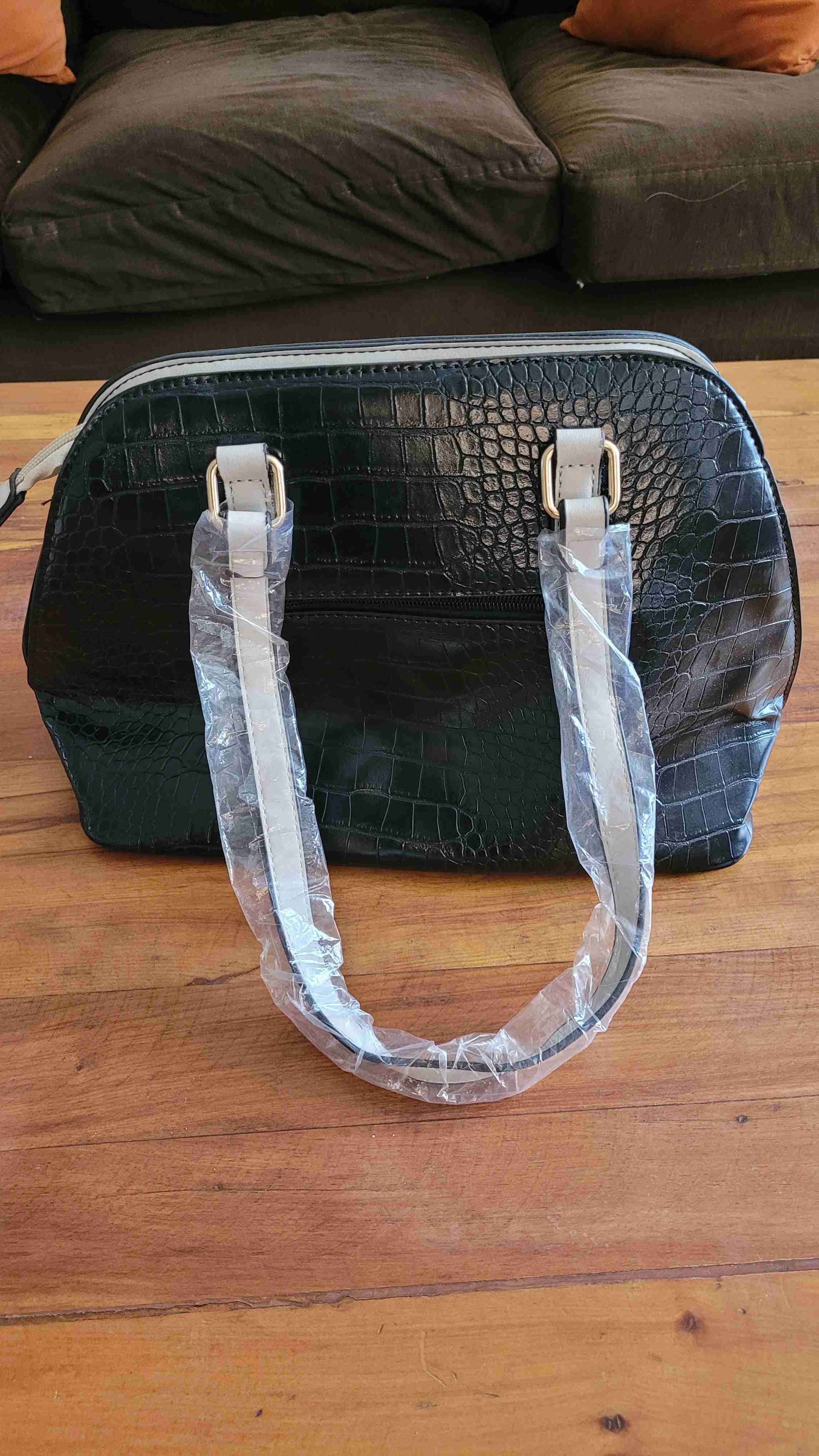 Bolso/Cartera Sei de mano negro y gris Nueva - miniatura 2