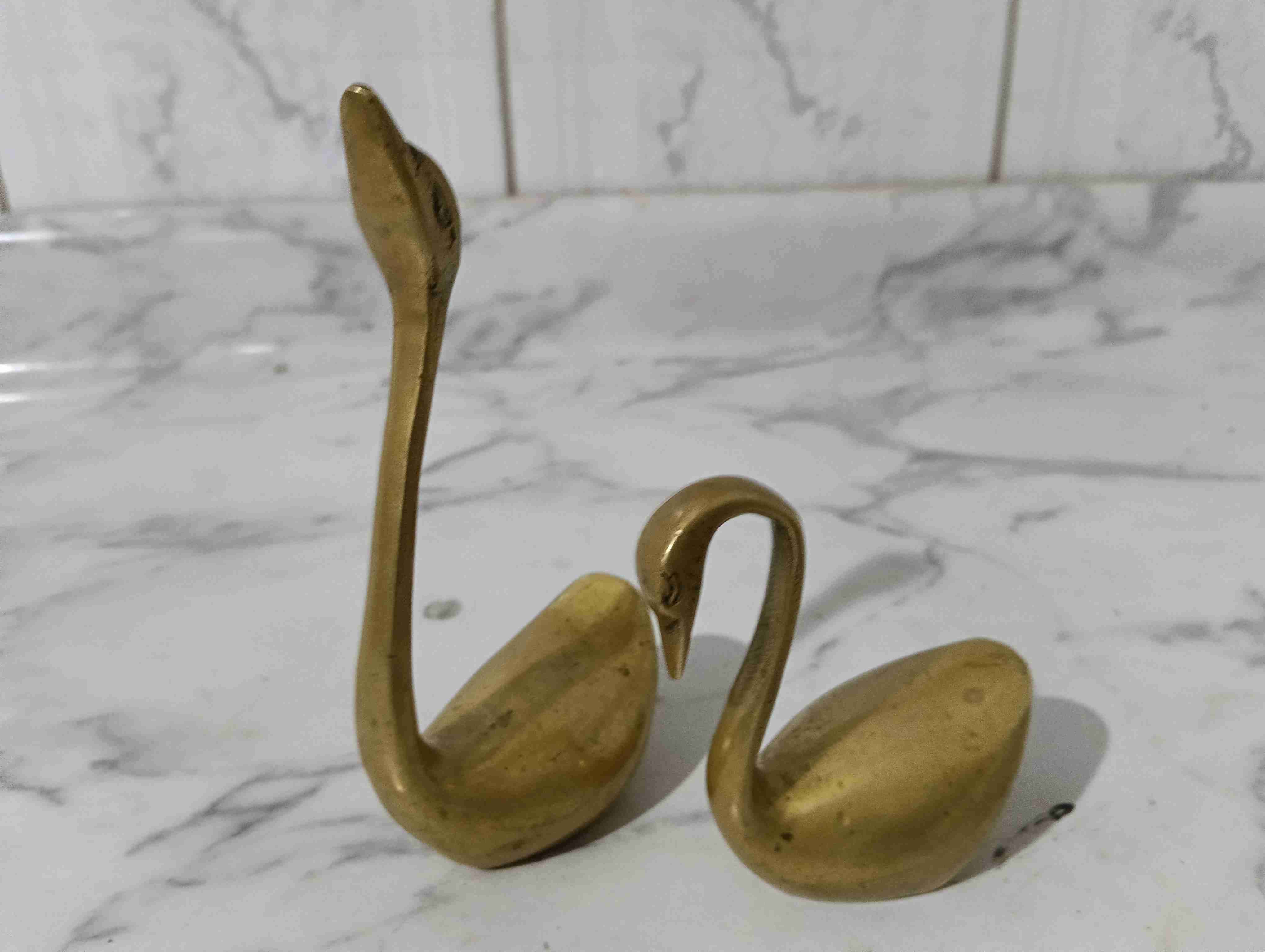 Figuras decorativas de cisne en bronce - miniatura 4