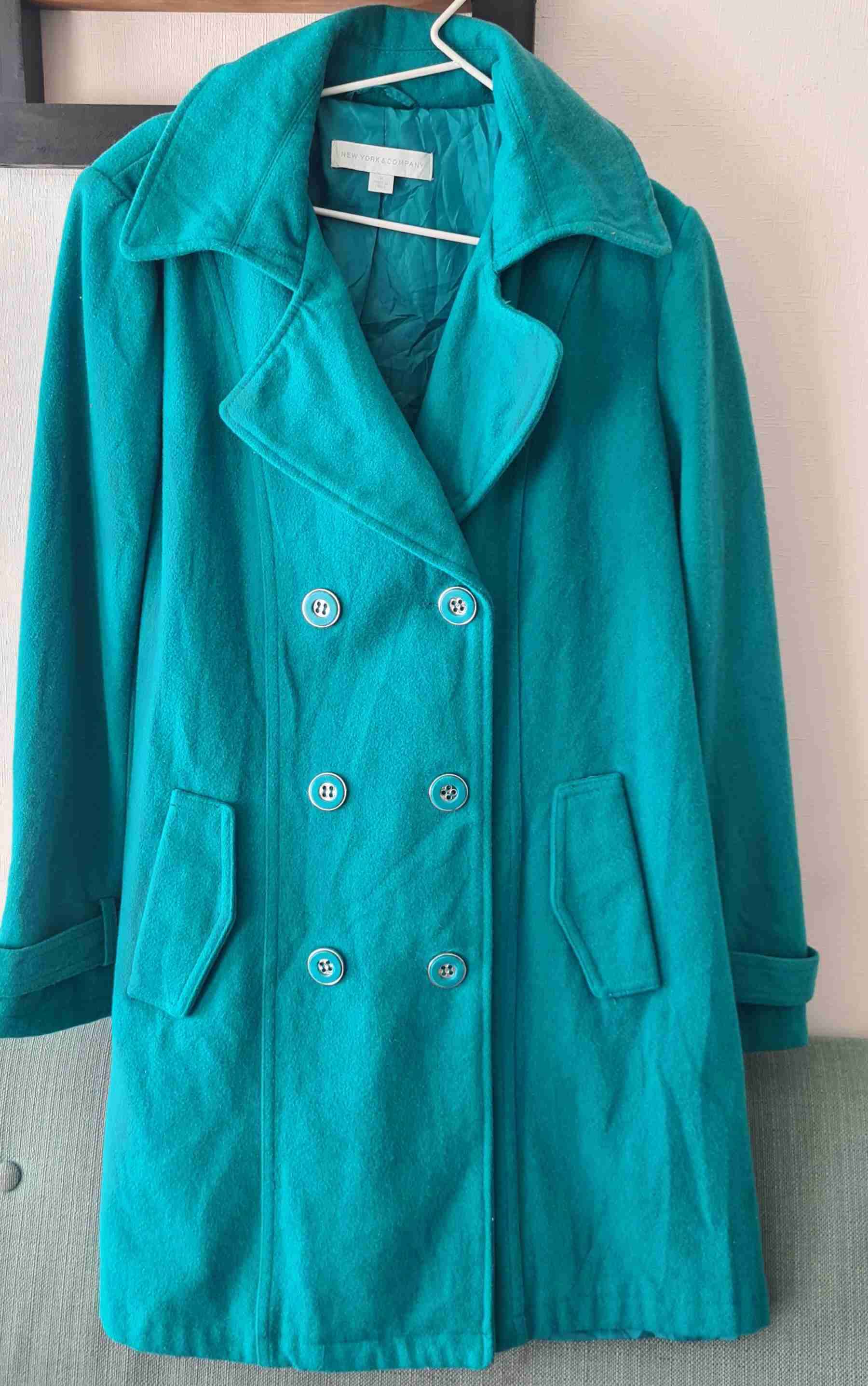 Abrigo turquesa doble abotonadura talla M. - miniatura 1