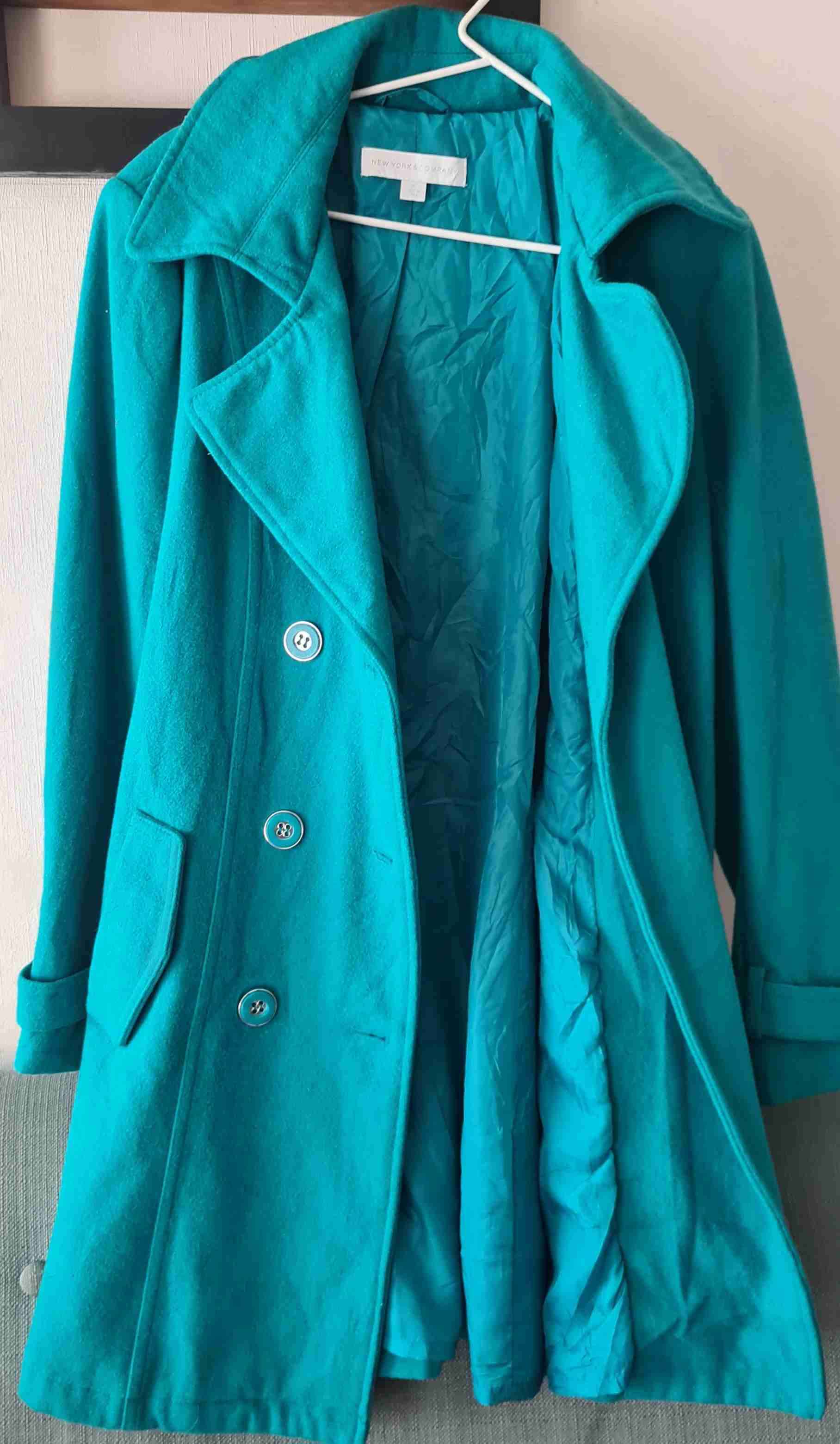 Abrigo turquesa doble abotonadura talla M. - miniatura 2