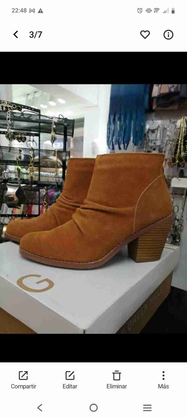 Botines camel tacon madera