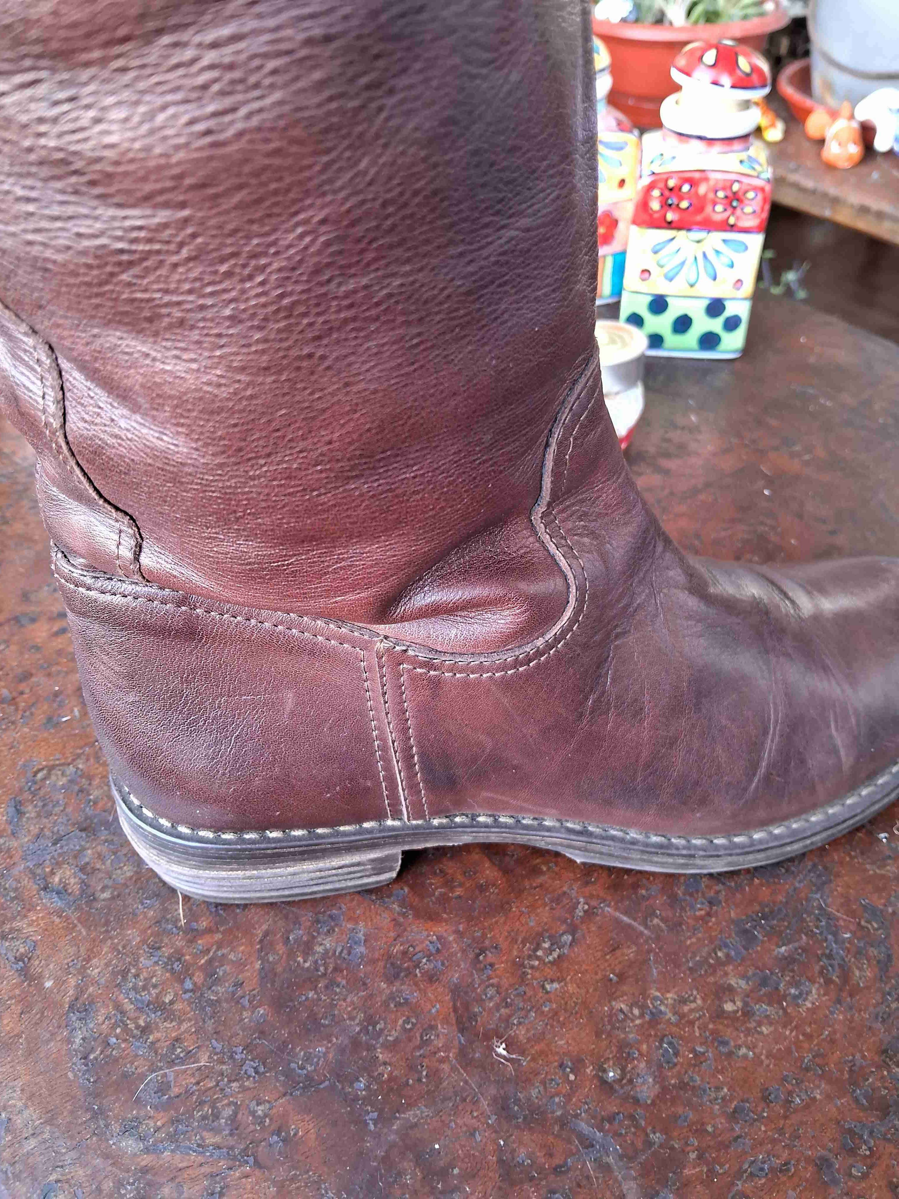 Botas altas de cuero marrón - miniatura 2