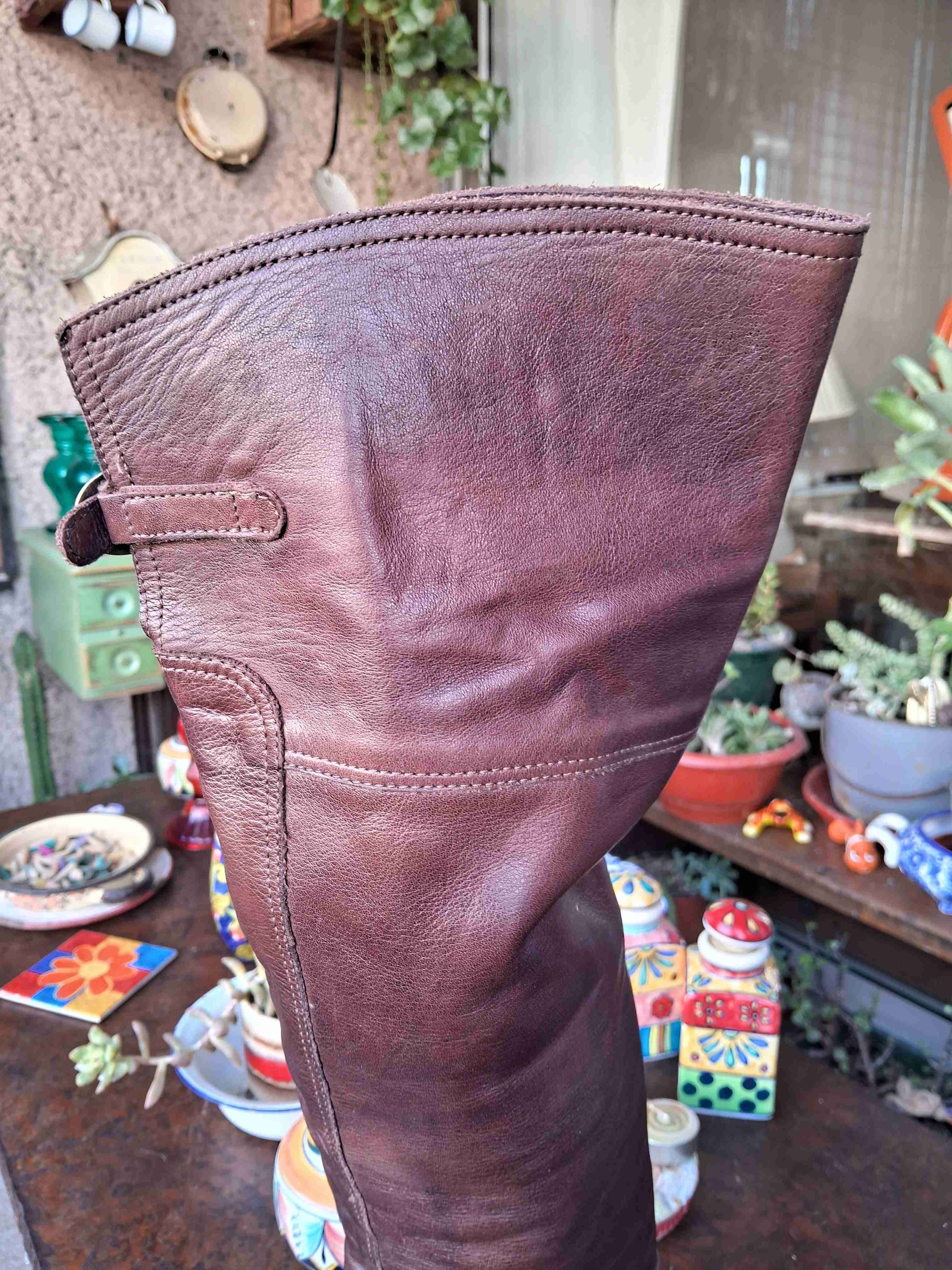 Botas altas de cuero marrón - miniatura 3