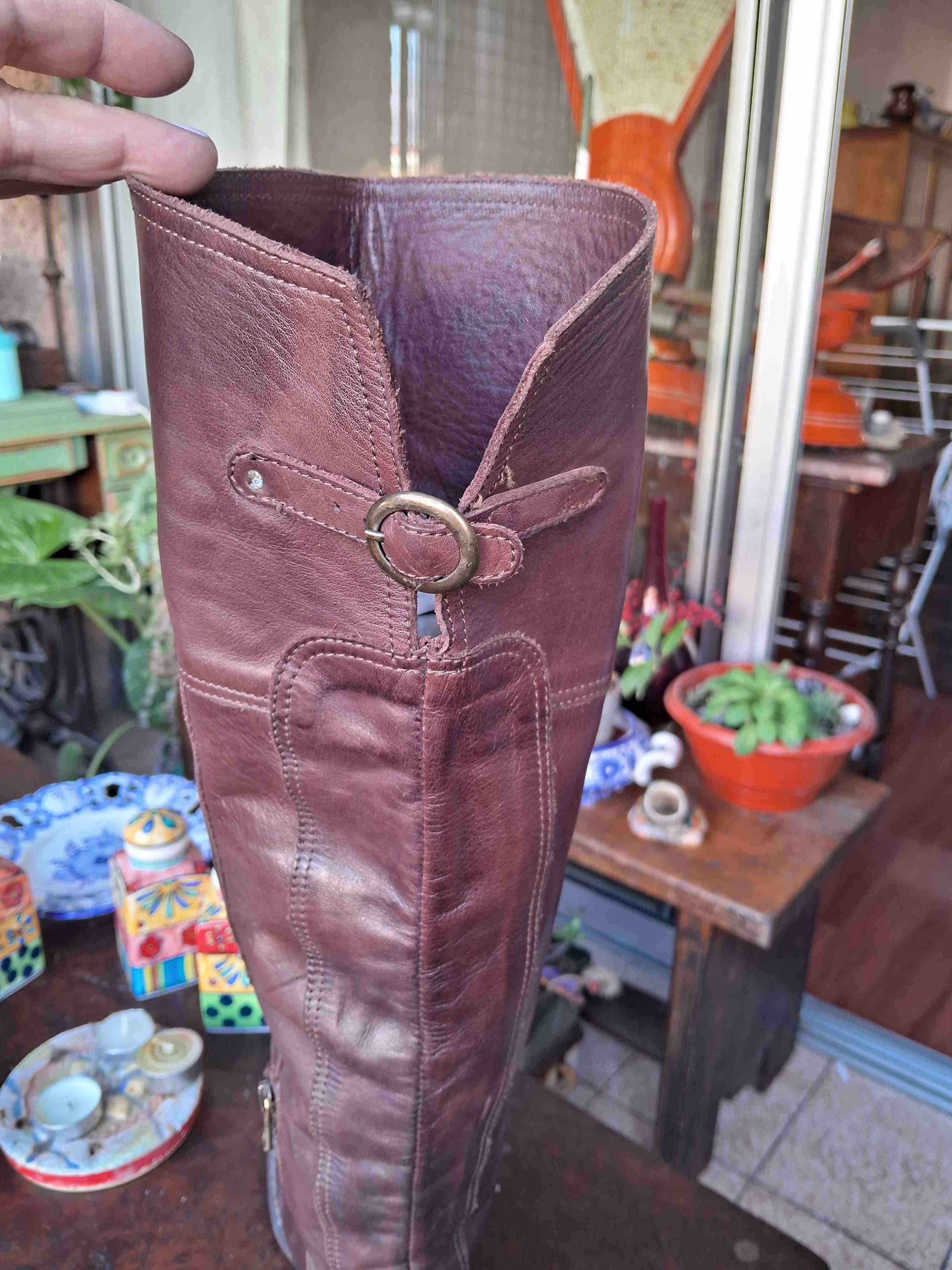 Botas altas de cuero marrón - miniatura 4