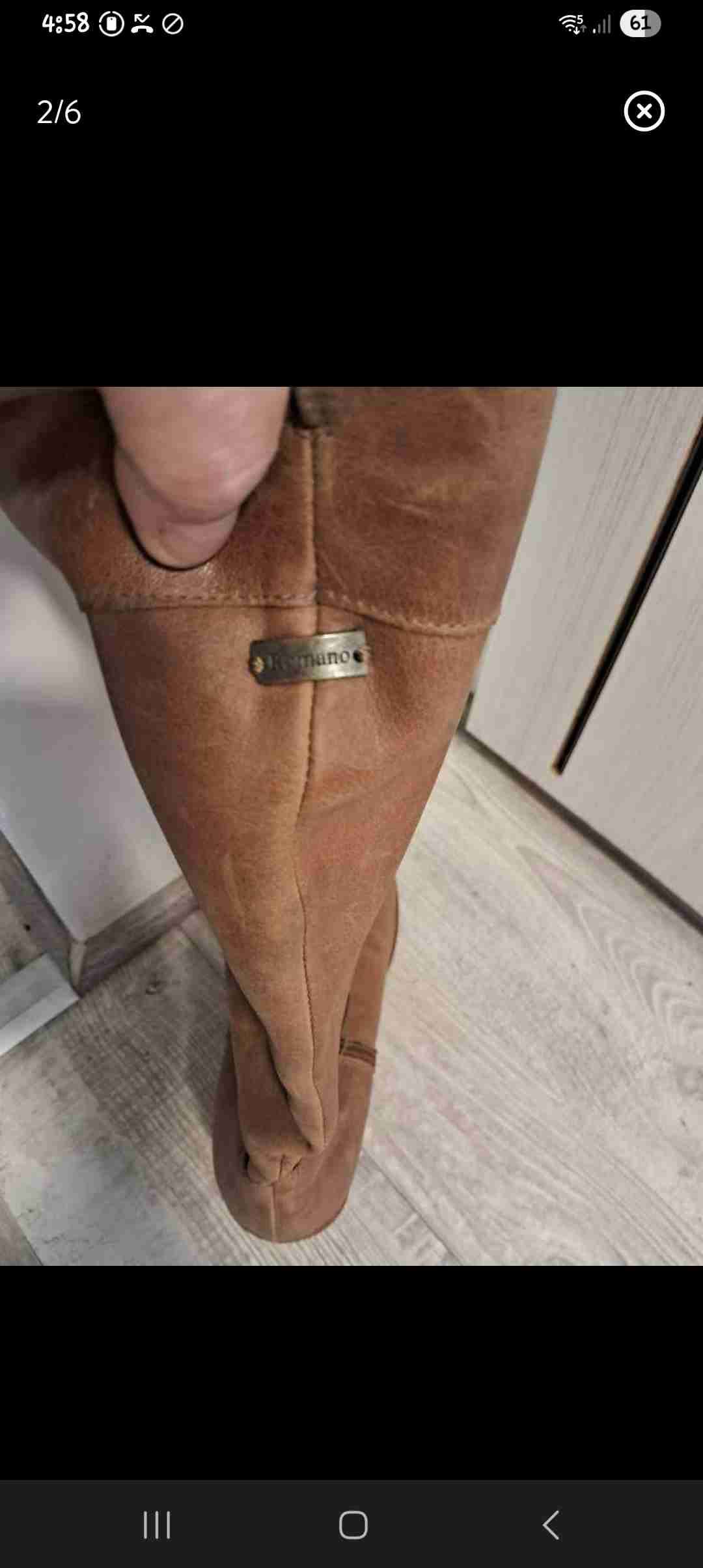 Botas largas de cuero marrón Romano - miniatura 2