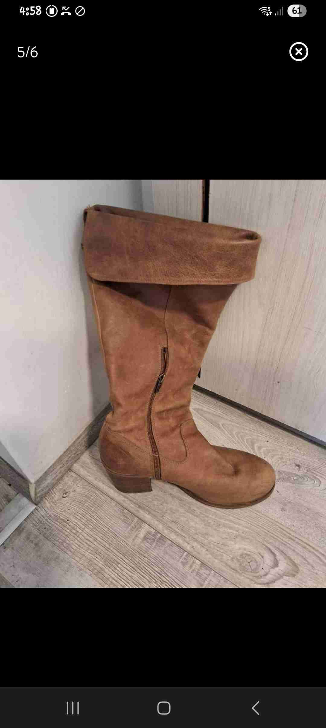 Botas largas de cuero marrón Romano - miniatura 5