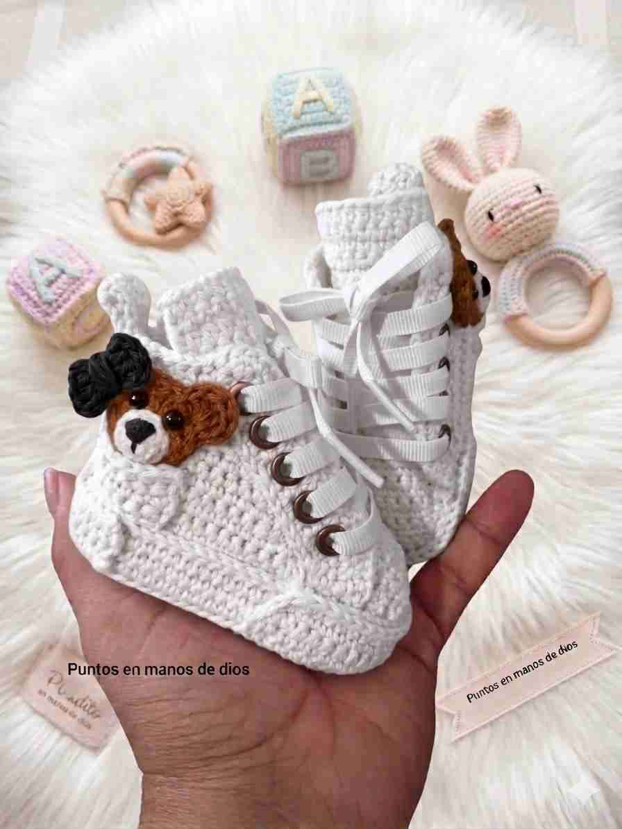 Botines tejidos bebé rosados - miniatura 2