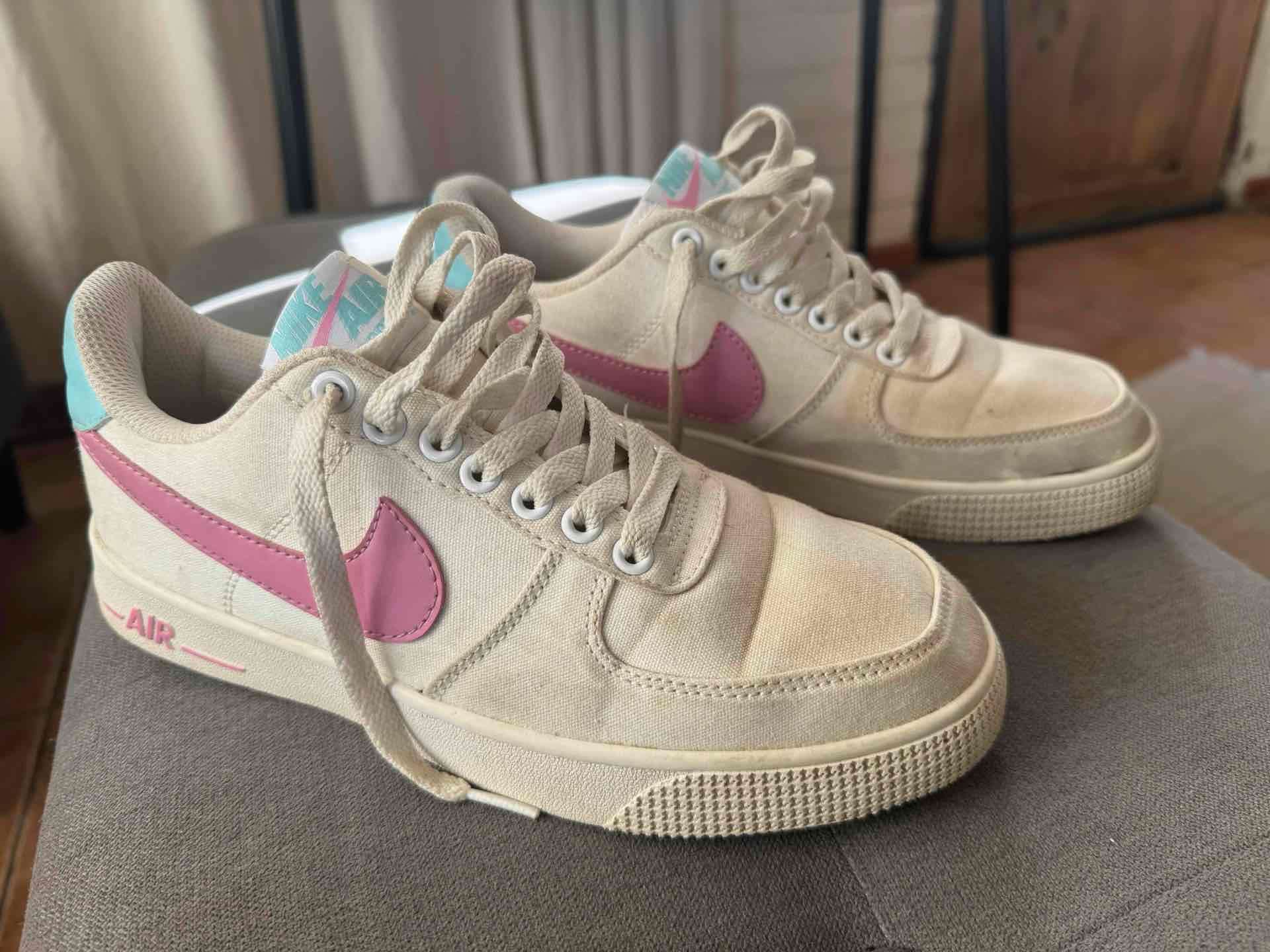 Nike force 1 blancas y rosadas de lona - miniatura 3