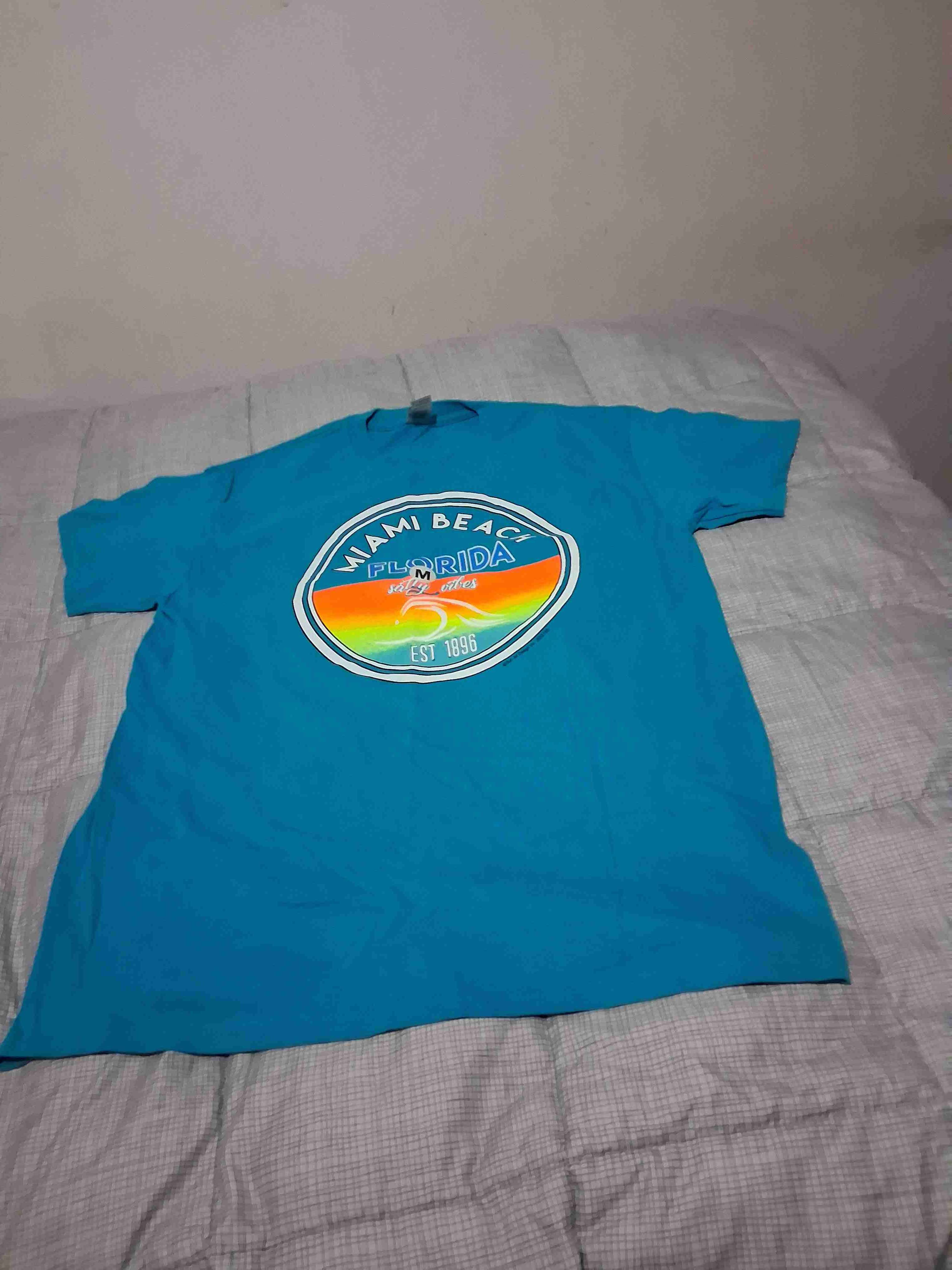 Polera Miami Beach celeste y rosada - 3