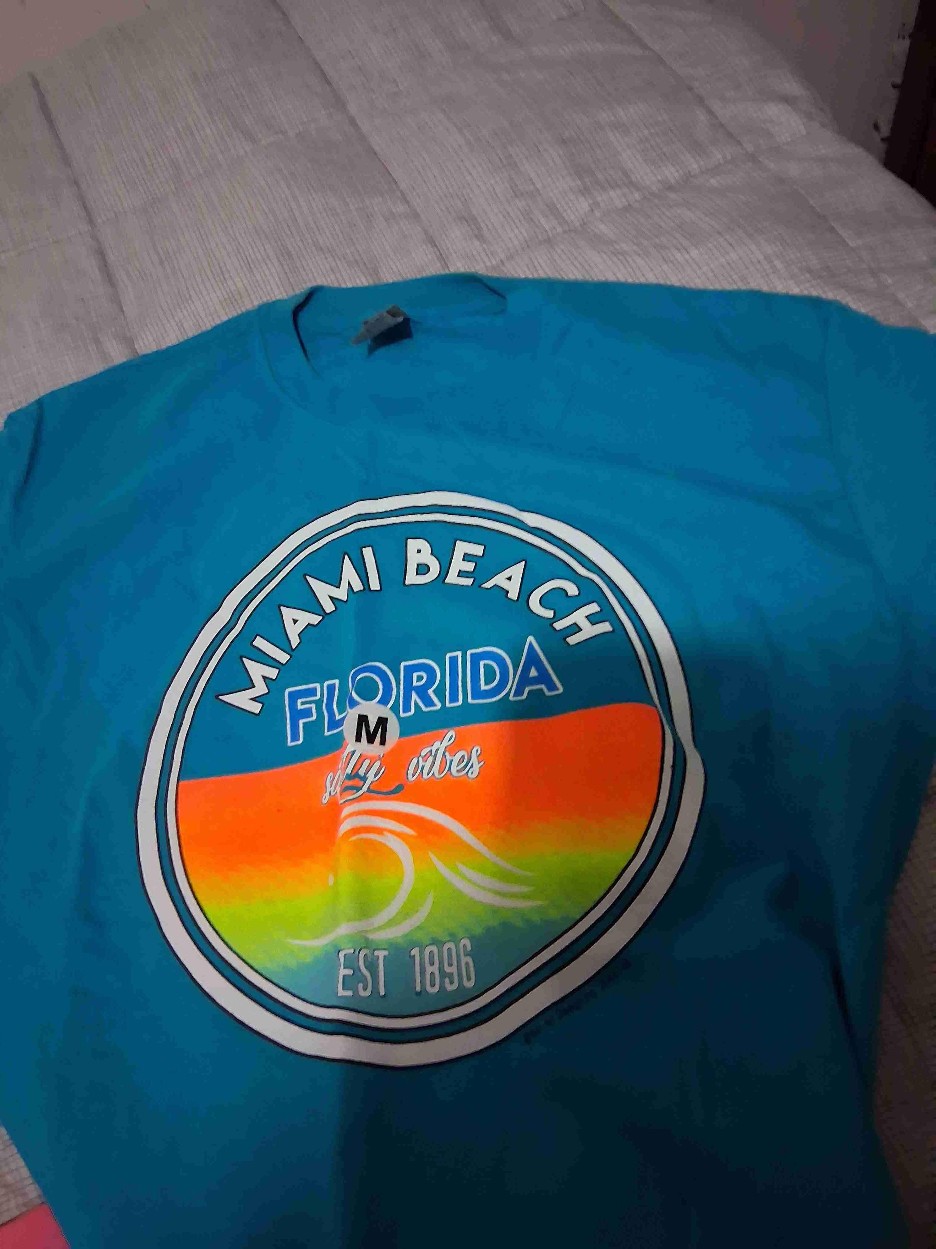 Polera Miami Beach celeste y rosada - 4
