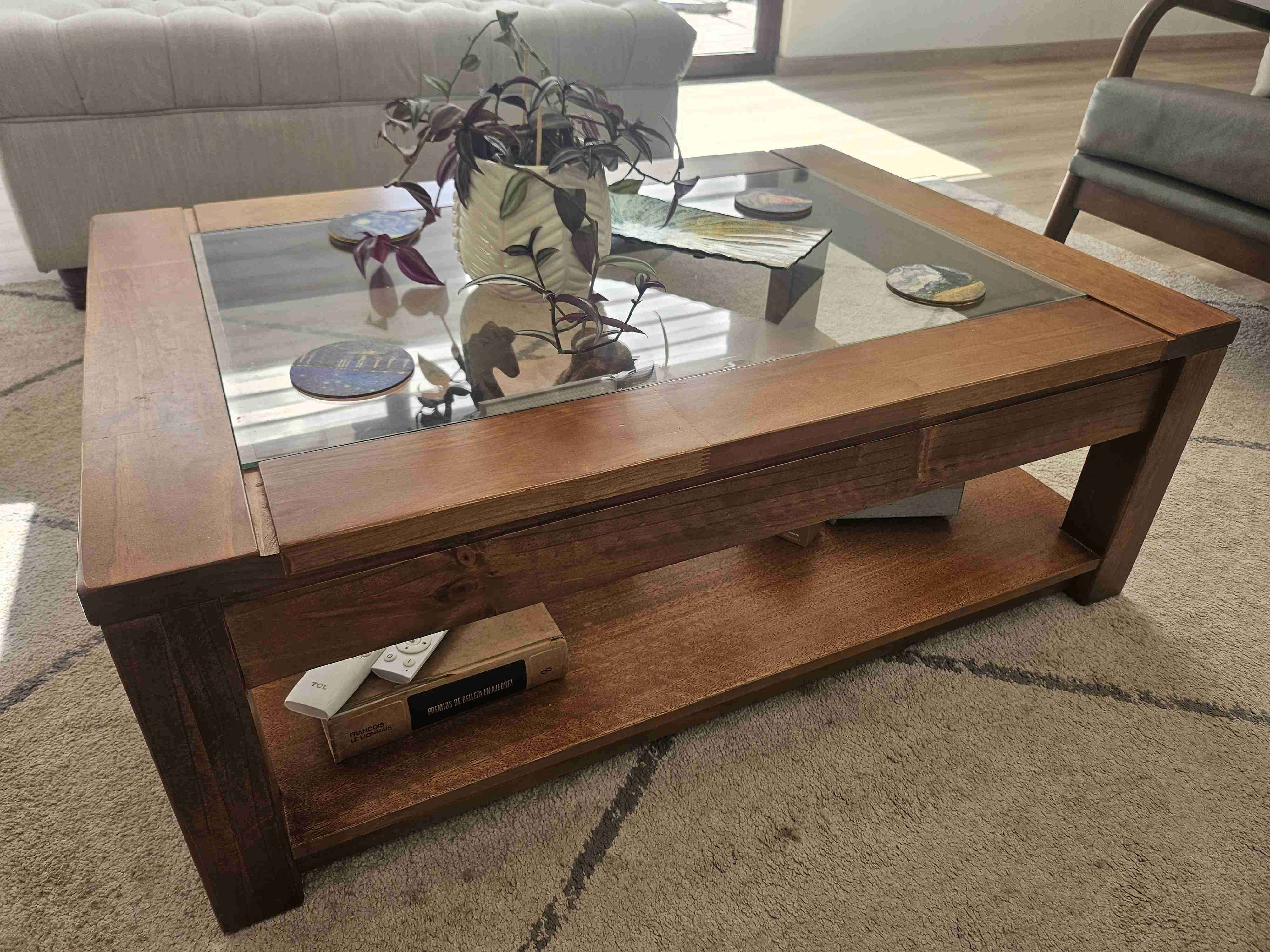 Mesa de centro madera y vidrio - miniatura 2