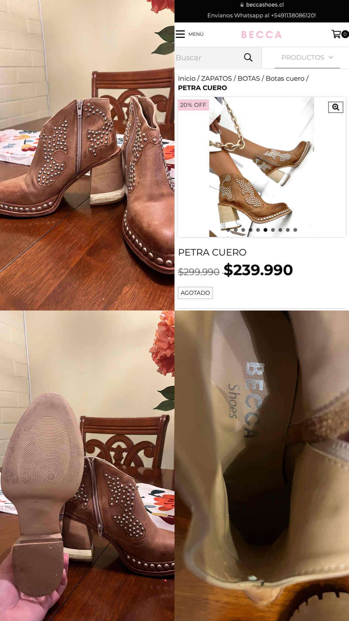 Botines Becca Shoes  de cuero con tachas - miniatura 3