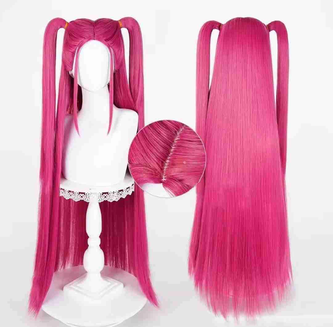 Peluca larga rosa cosplay - 1