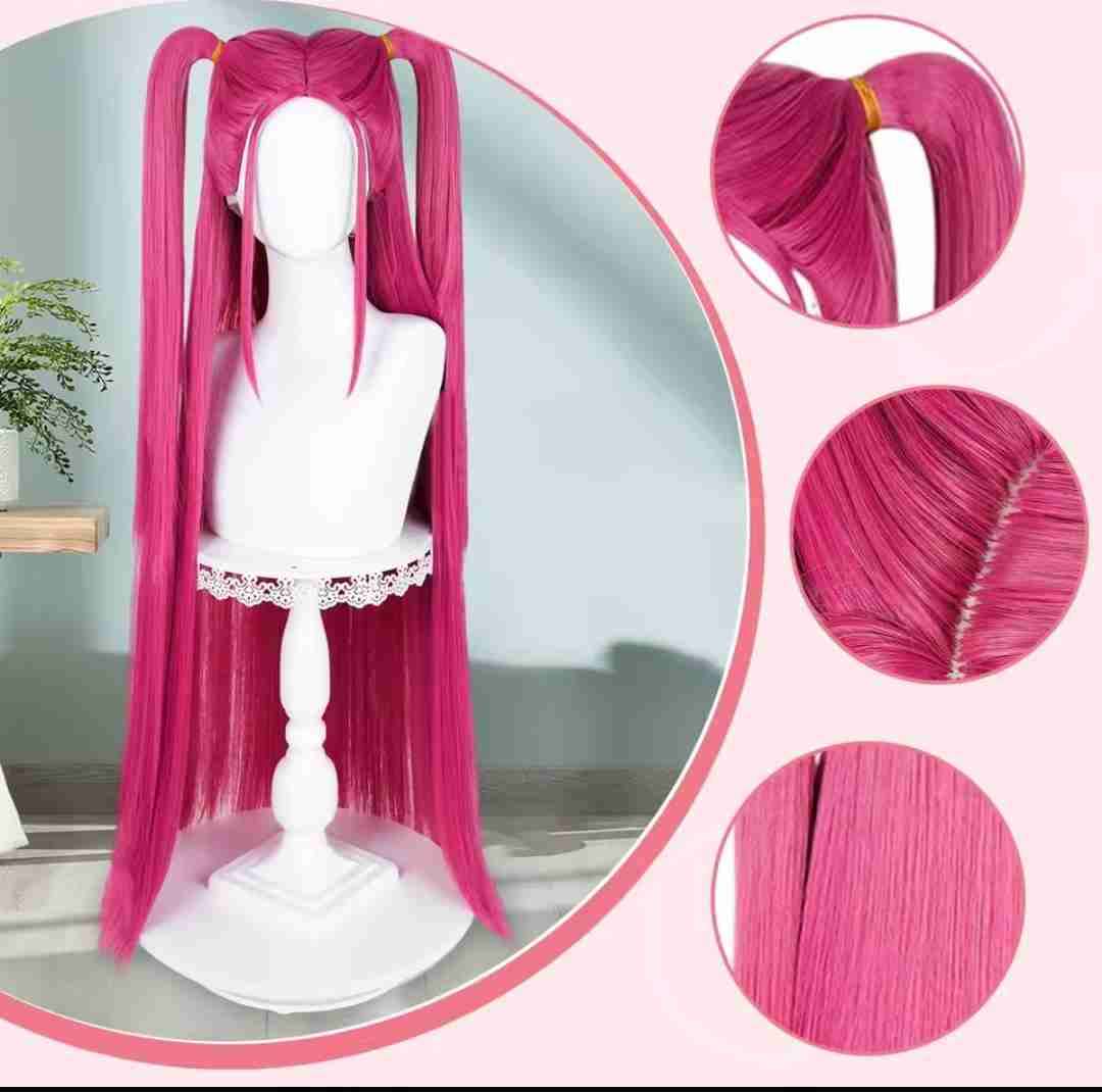 Peluca larga rosa cosplay - 2