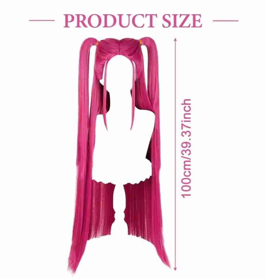 Peluca larga rosa cosplay - 3