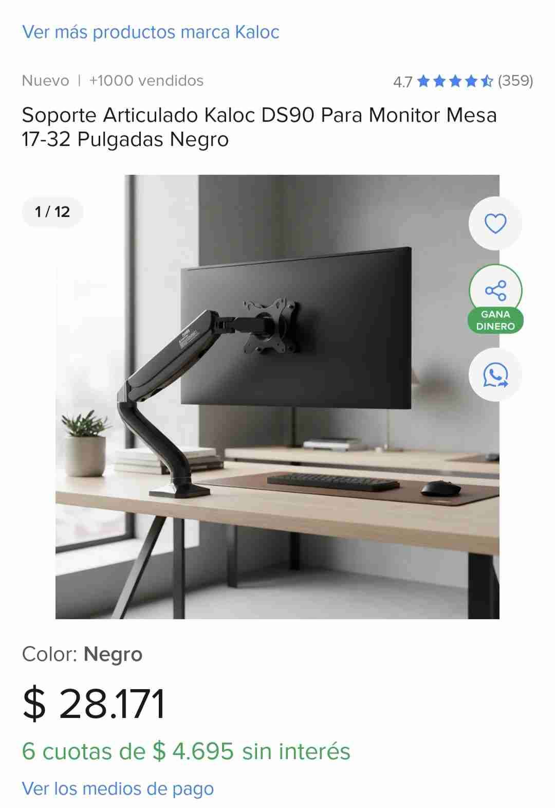 Soporte articulado para monitor Kaloc DS90