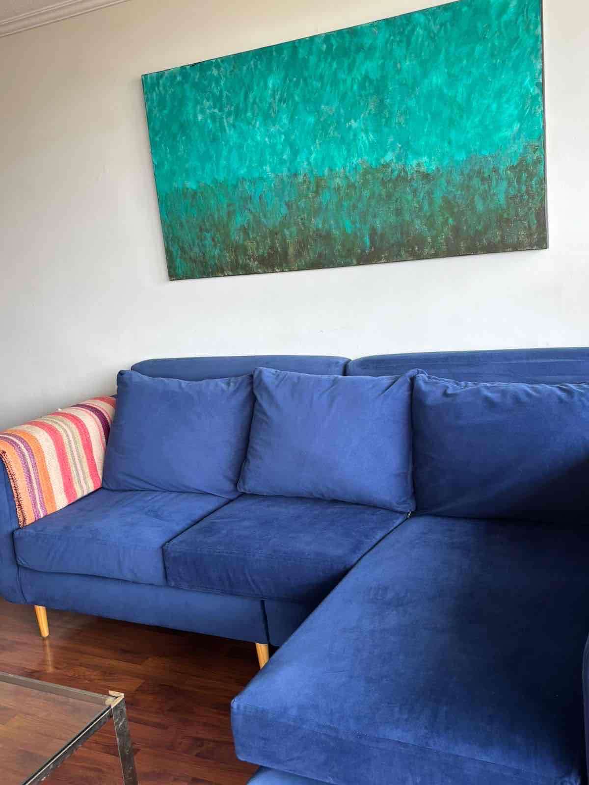 Sofá seccional azul - miniatura 3