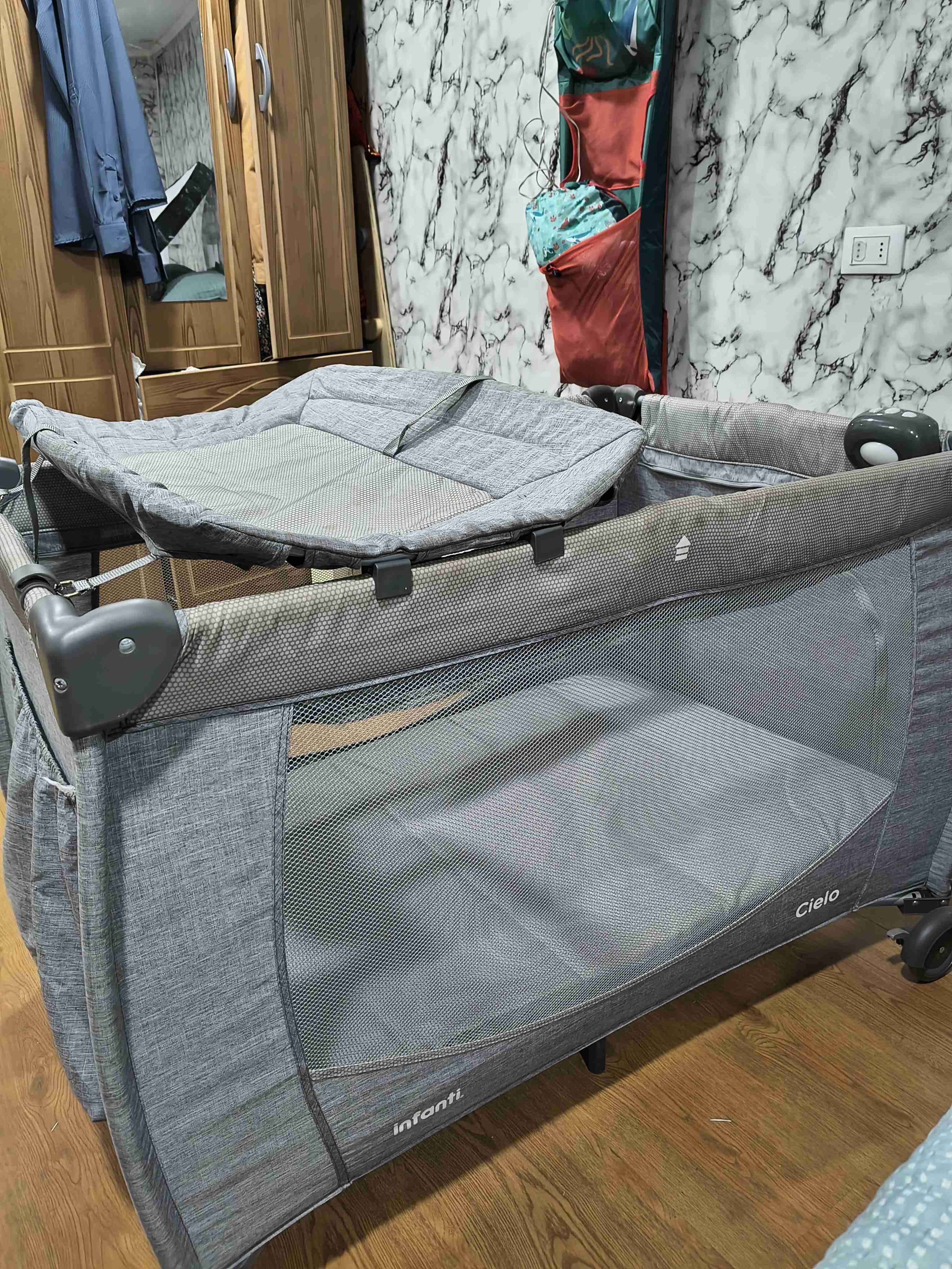 Cuna corral plegable gris - miniatura 2