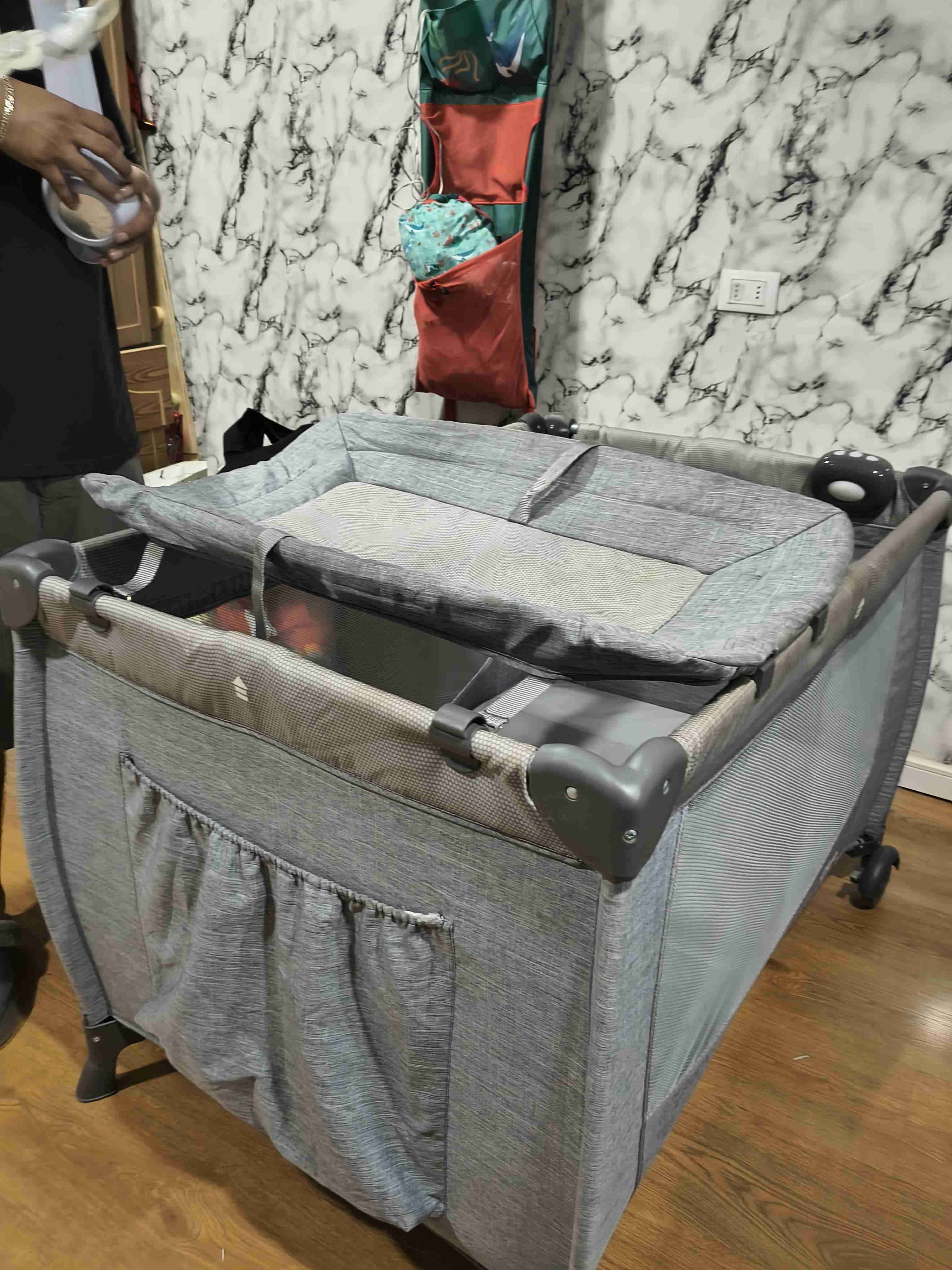 Cuna corral plegable gris - miniatura 3