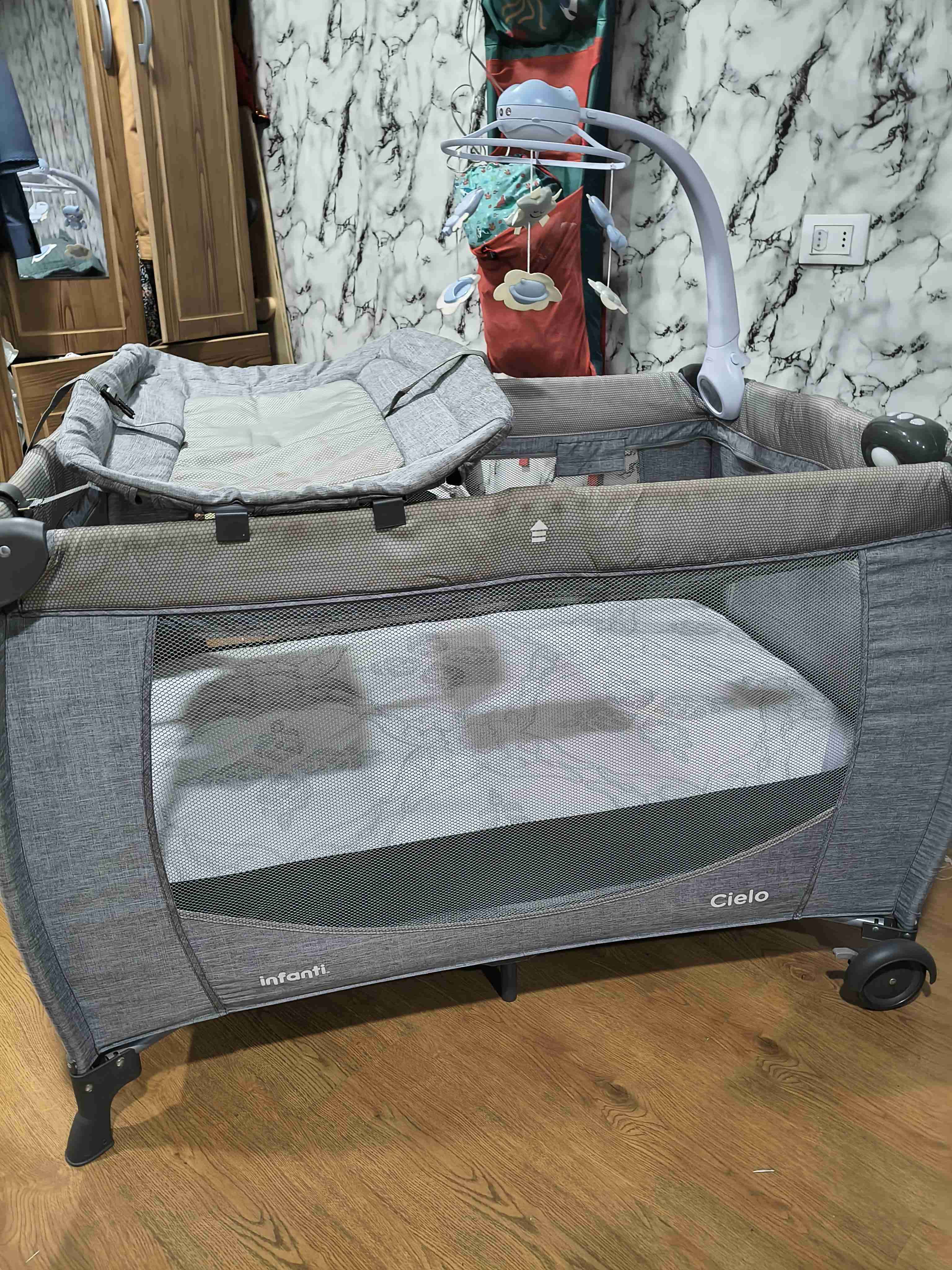 Cuna corral plegable gris - miniatura 5